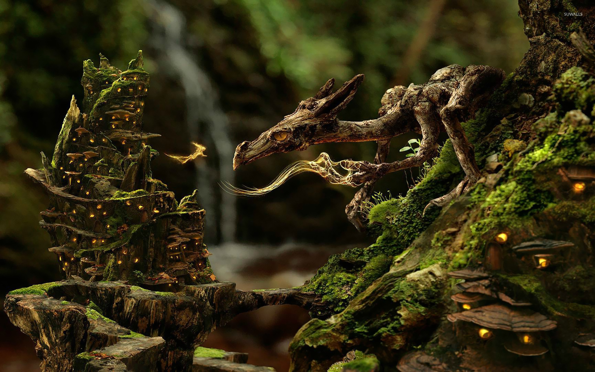 Wooden Dragon and Pixietown wallpaper wallpaper