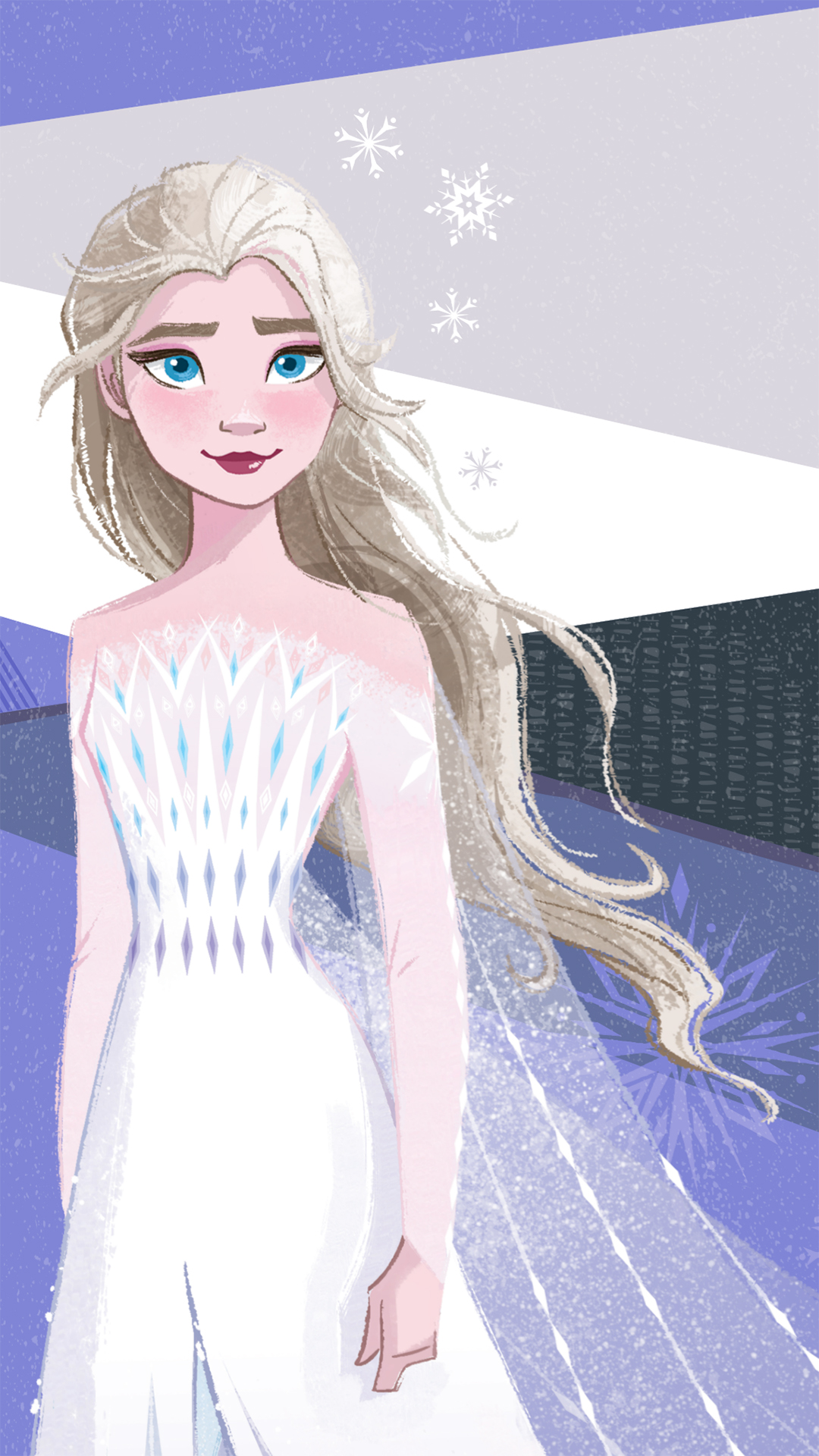 new Frozen 2 HD wallpaper with Elsa in white dress and her hair down and mobile