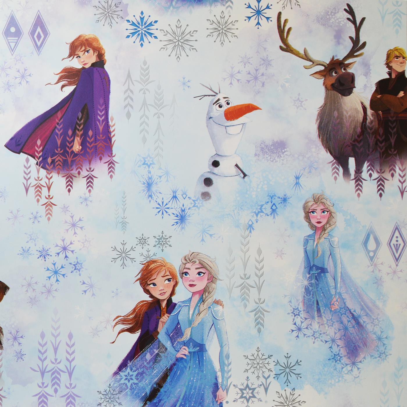 Disney Princess Frozen Wallpaper Border Elsa Anna Olaf White Blue Kids Bedroom