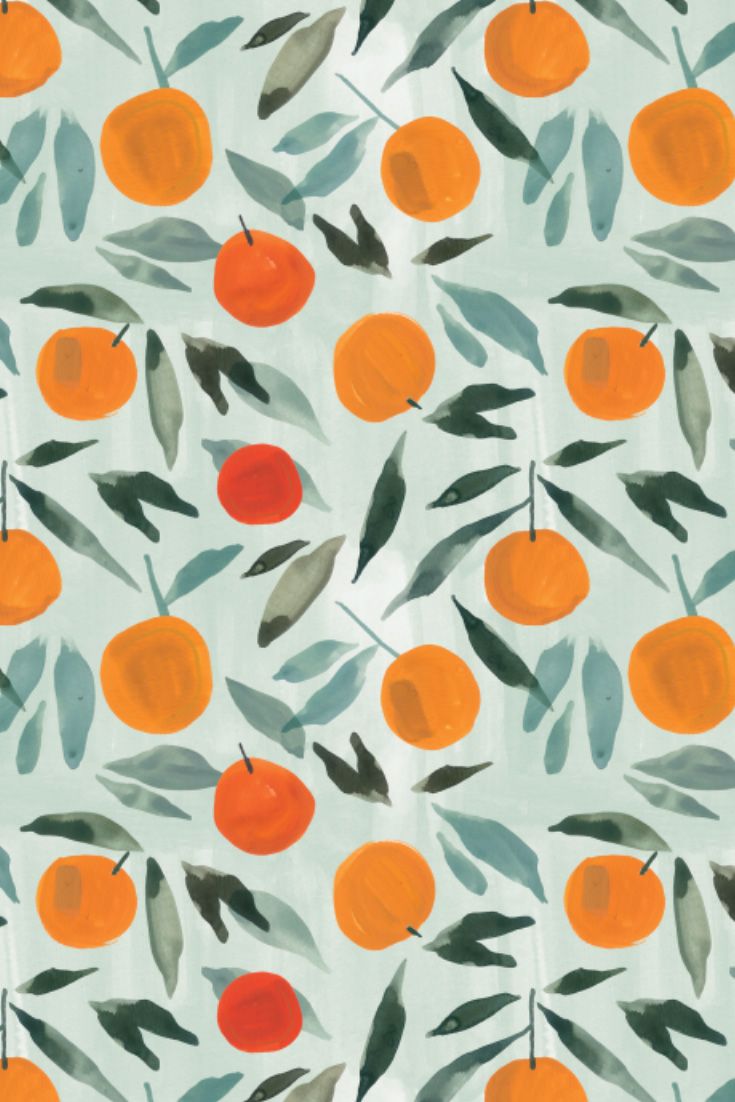 Hand painted orange repeat pattern by Kass Reich. Aesthetic painting, Fruit wallpaper, Art wallpaper