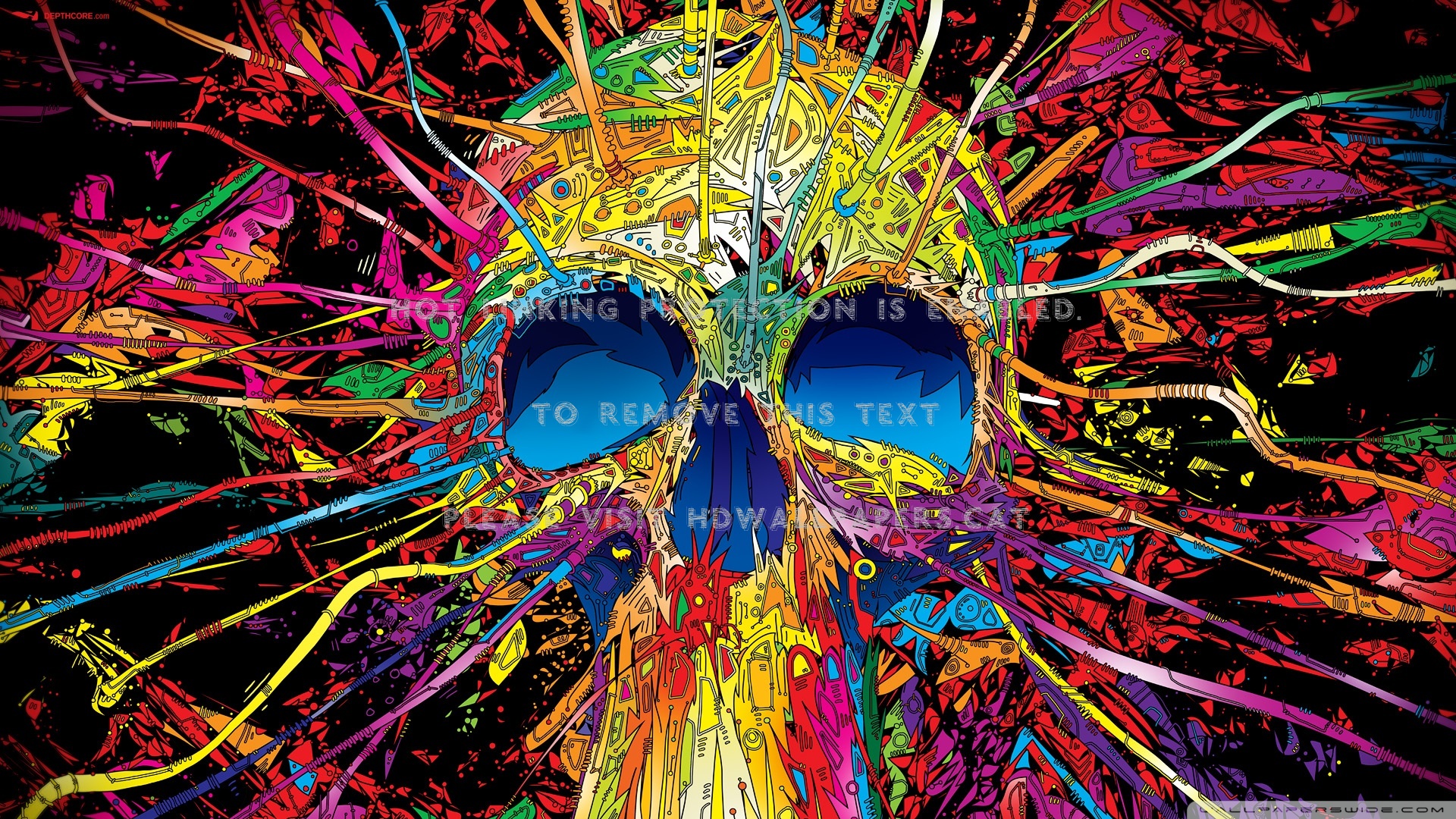 colorful skull splatter art abstract