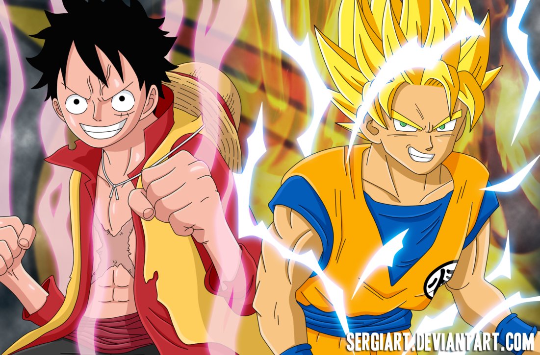 Goku and Luffy Debate Fan Art