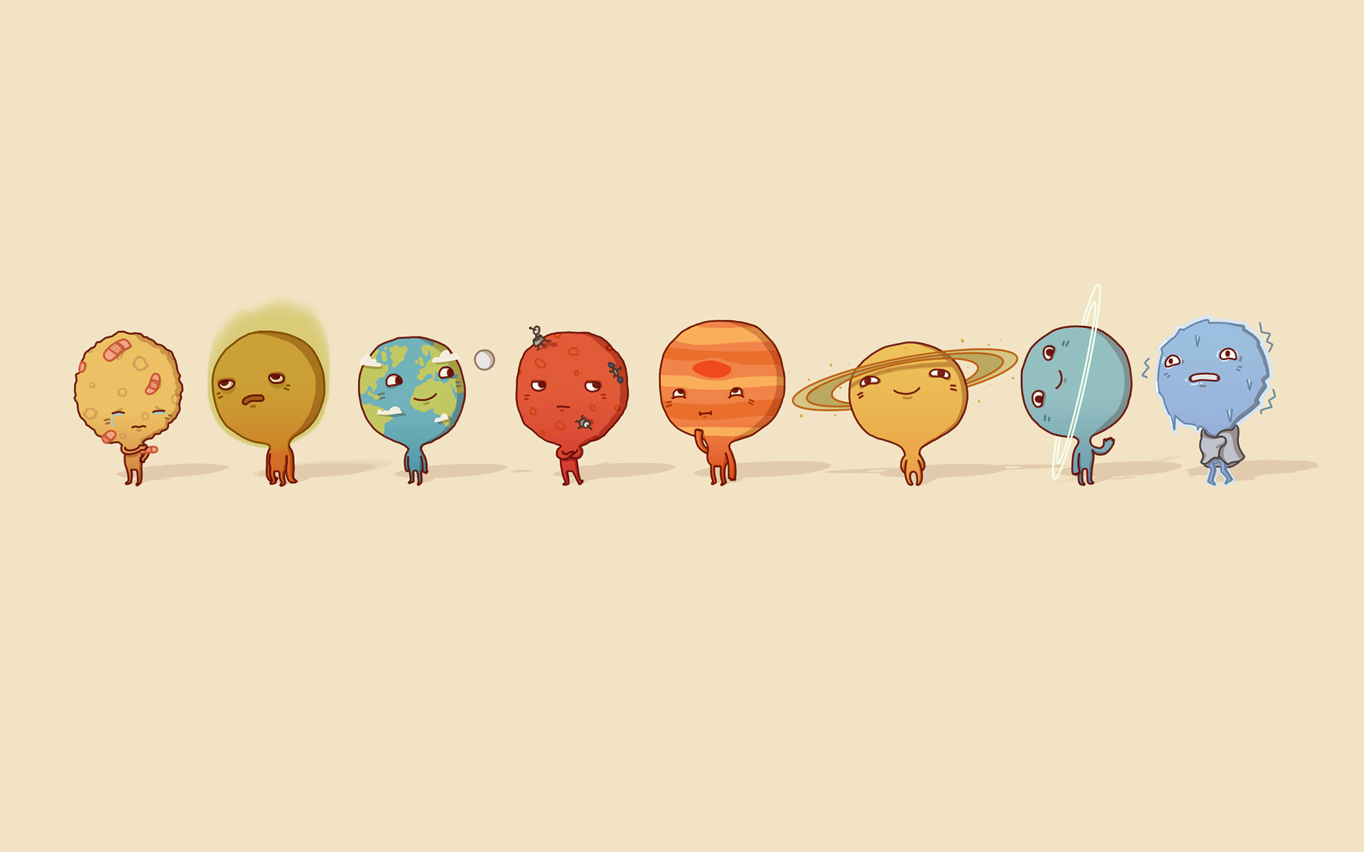 Eight Planets Cartoon Wallpaper