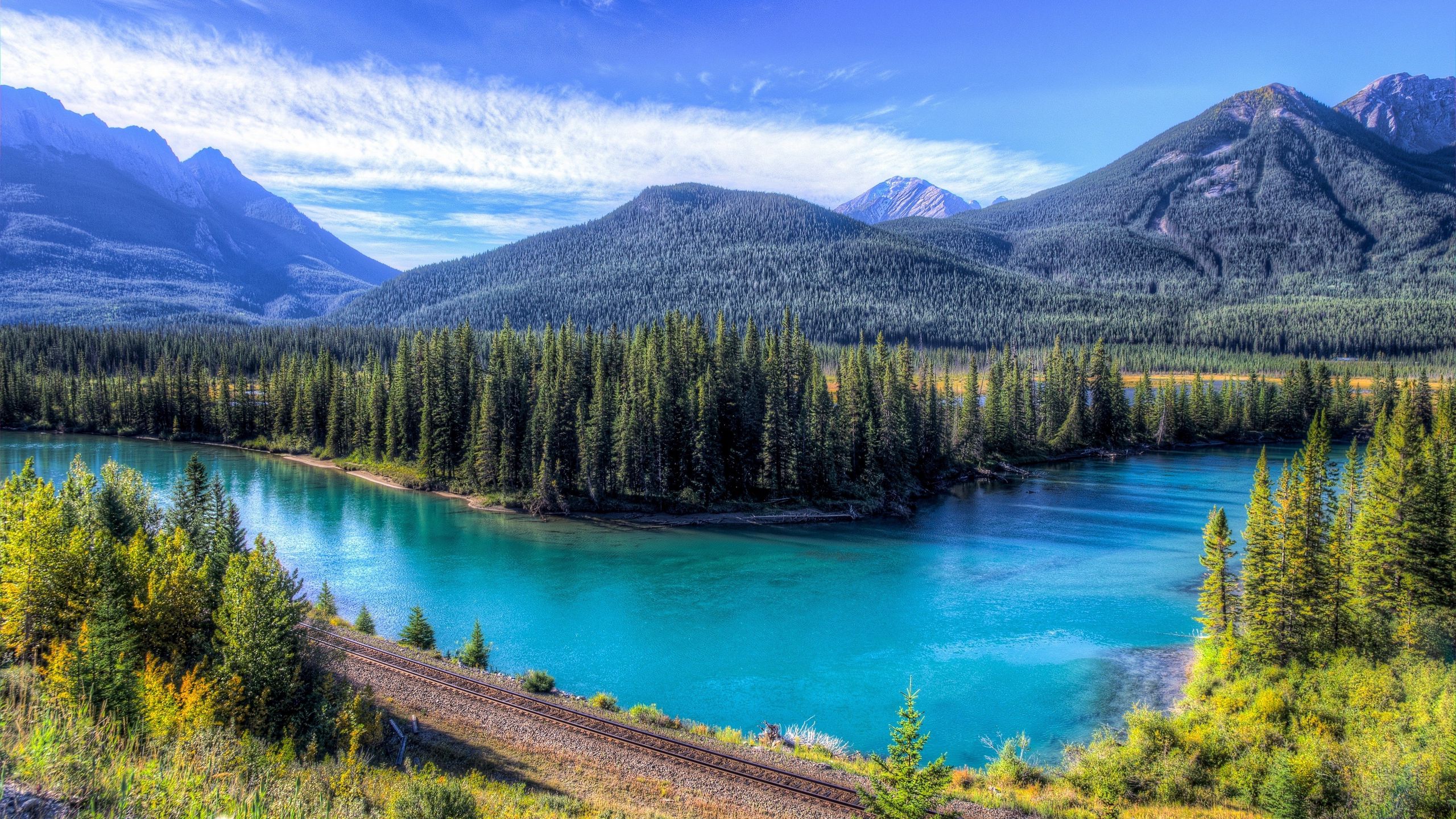 Download wallpaper 2560x1440 mountain, lake, landscape widescreen 16:9 HD background