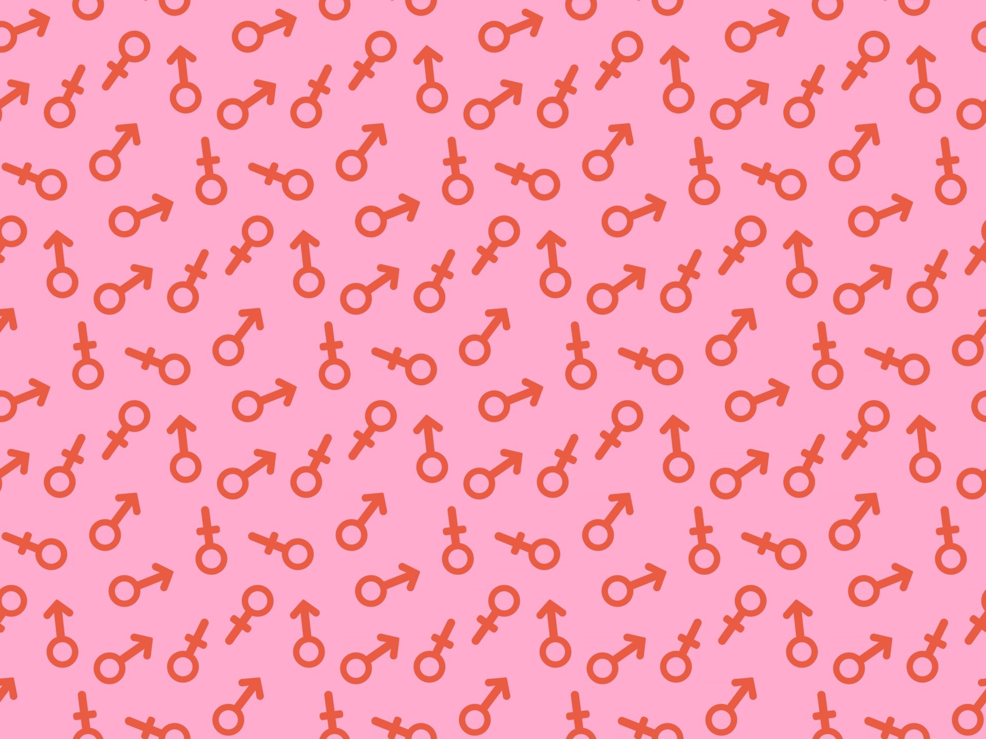 Seamless repeating pattern with male and female gender sign icon. The symbol of equality and gender relations. Abstract minimalistic modern wallpaper. Background vector illustration