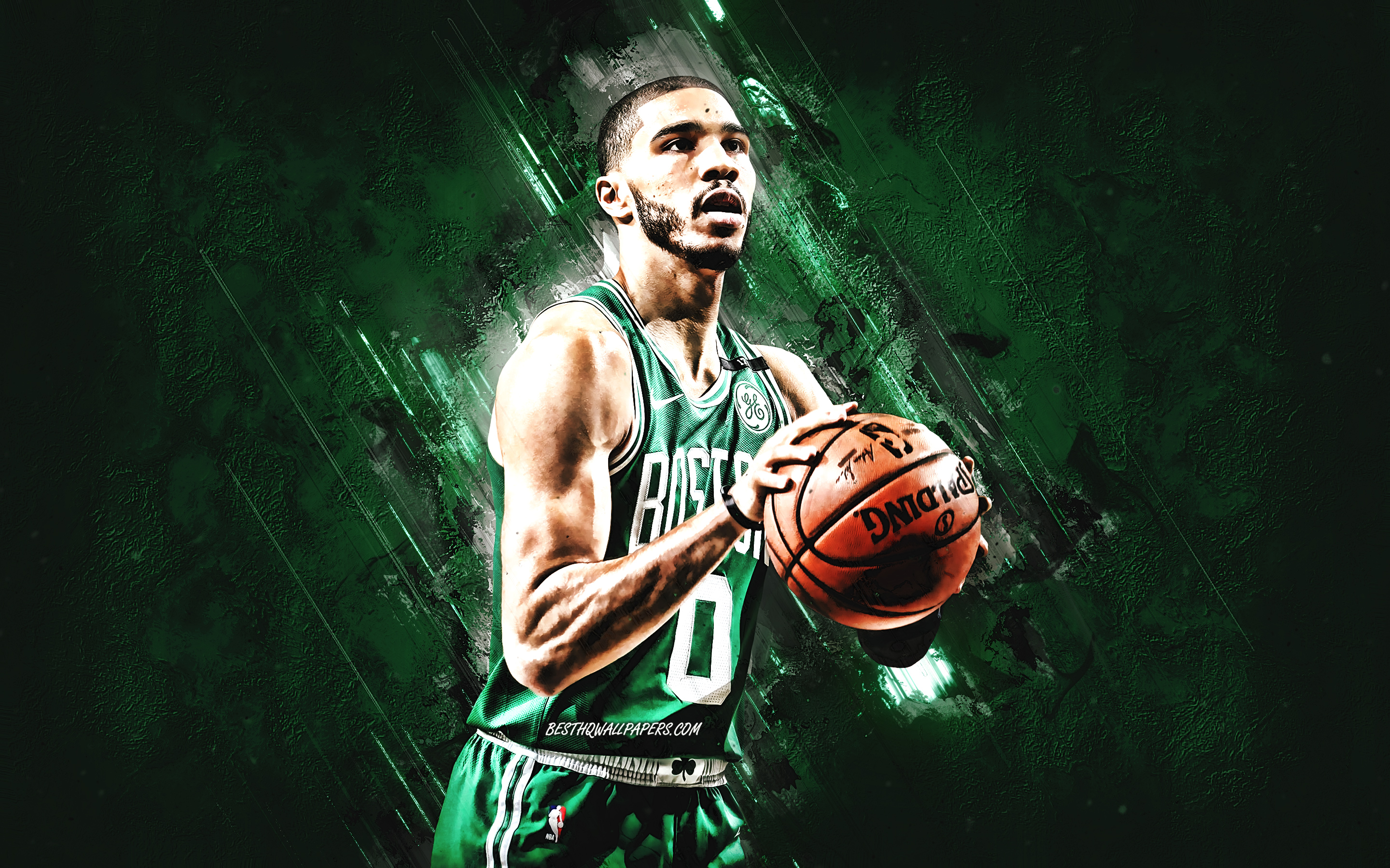 Download wallpaper Jayson Tatum, NBA, Boston Celtics, green stone background, American Basketball Player, portrait, USA, basketball, Boston Celtics players for desktop with resolution 2880x1800. High Quality HD picture wallpaper
