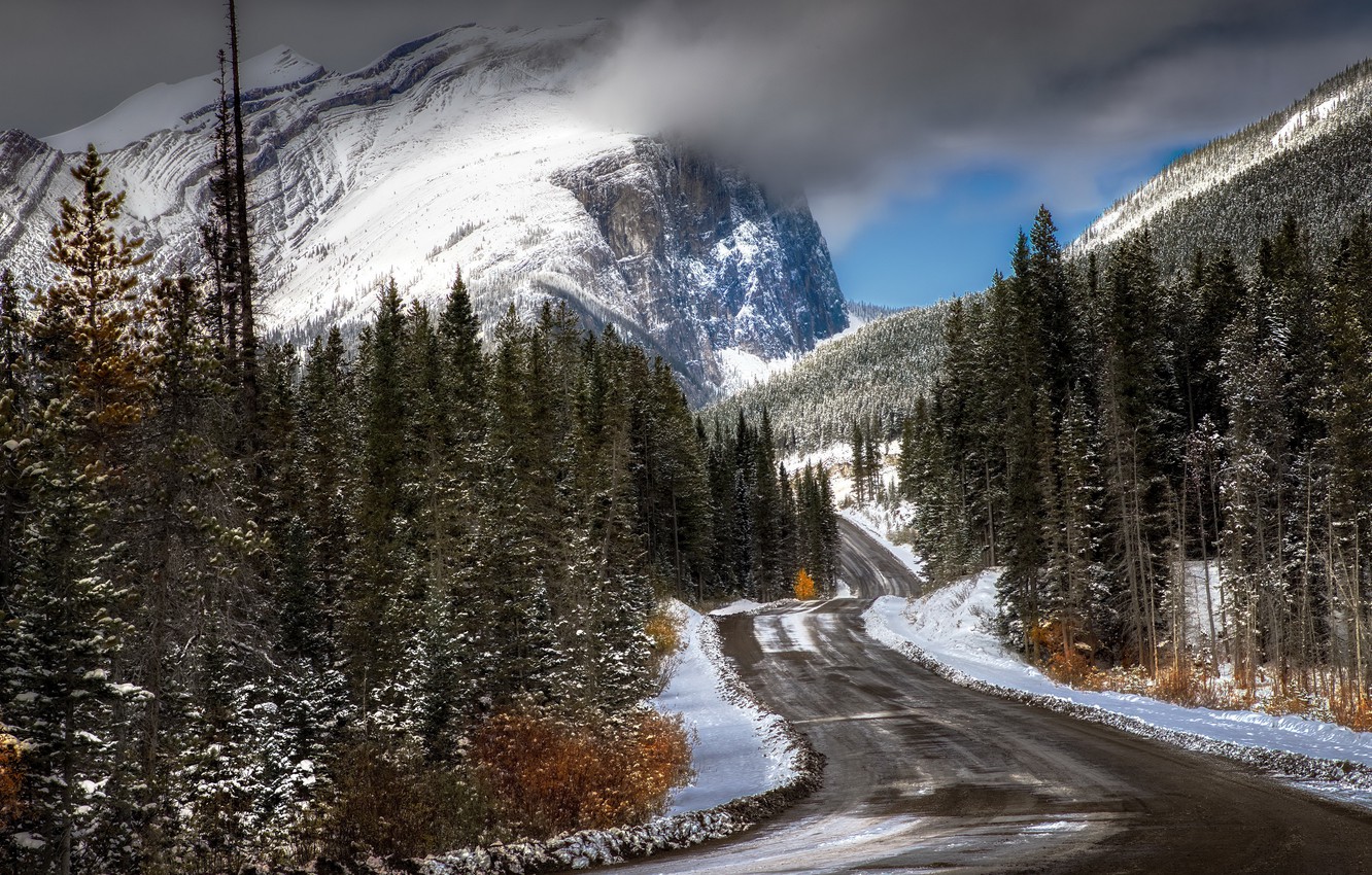 Wallpaper winter, road, mountains, nature image for desktop, section природа