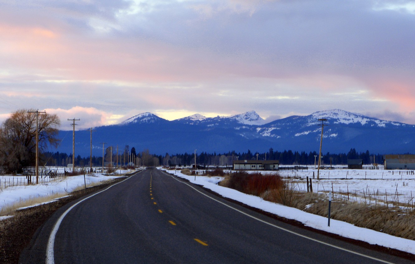 Wallpaper winter, road, snow, mountains, road, Winter, mountains, snow image for desktop, section природа