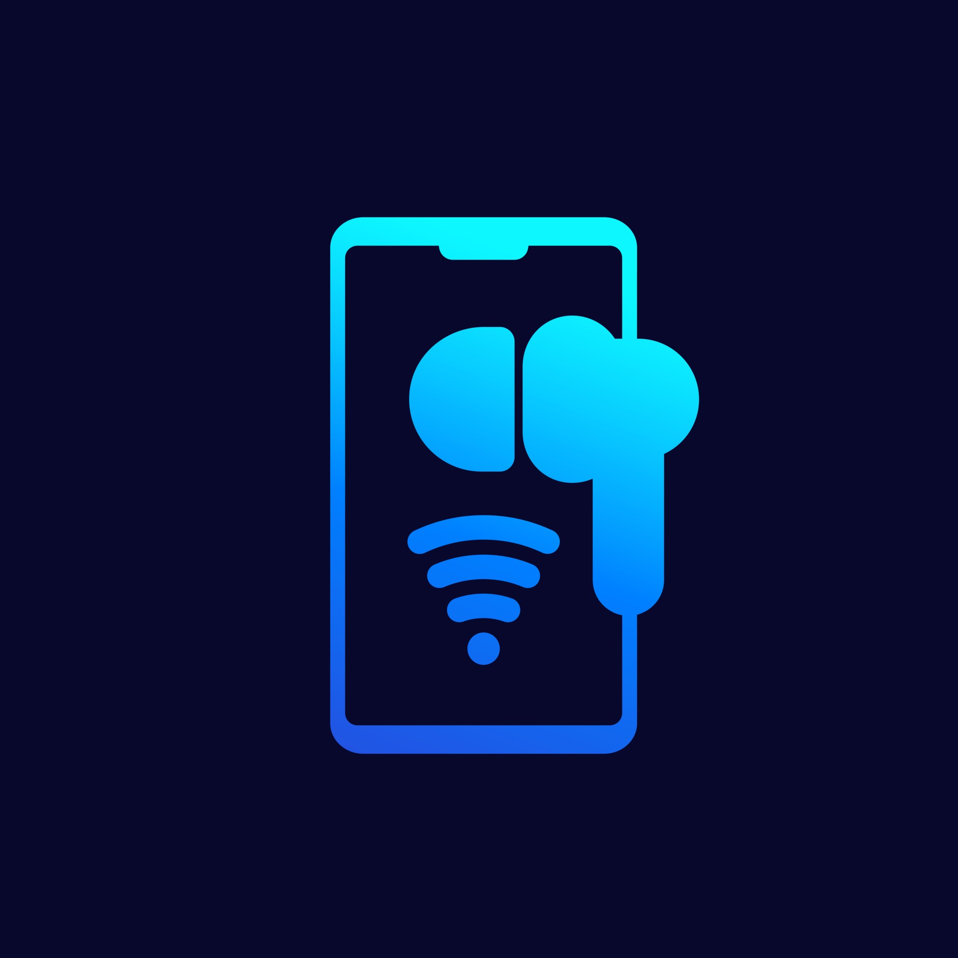 Ear buds, wireless headphones connecting to phone icon