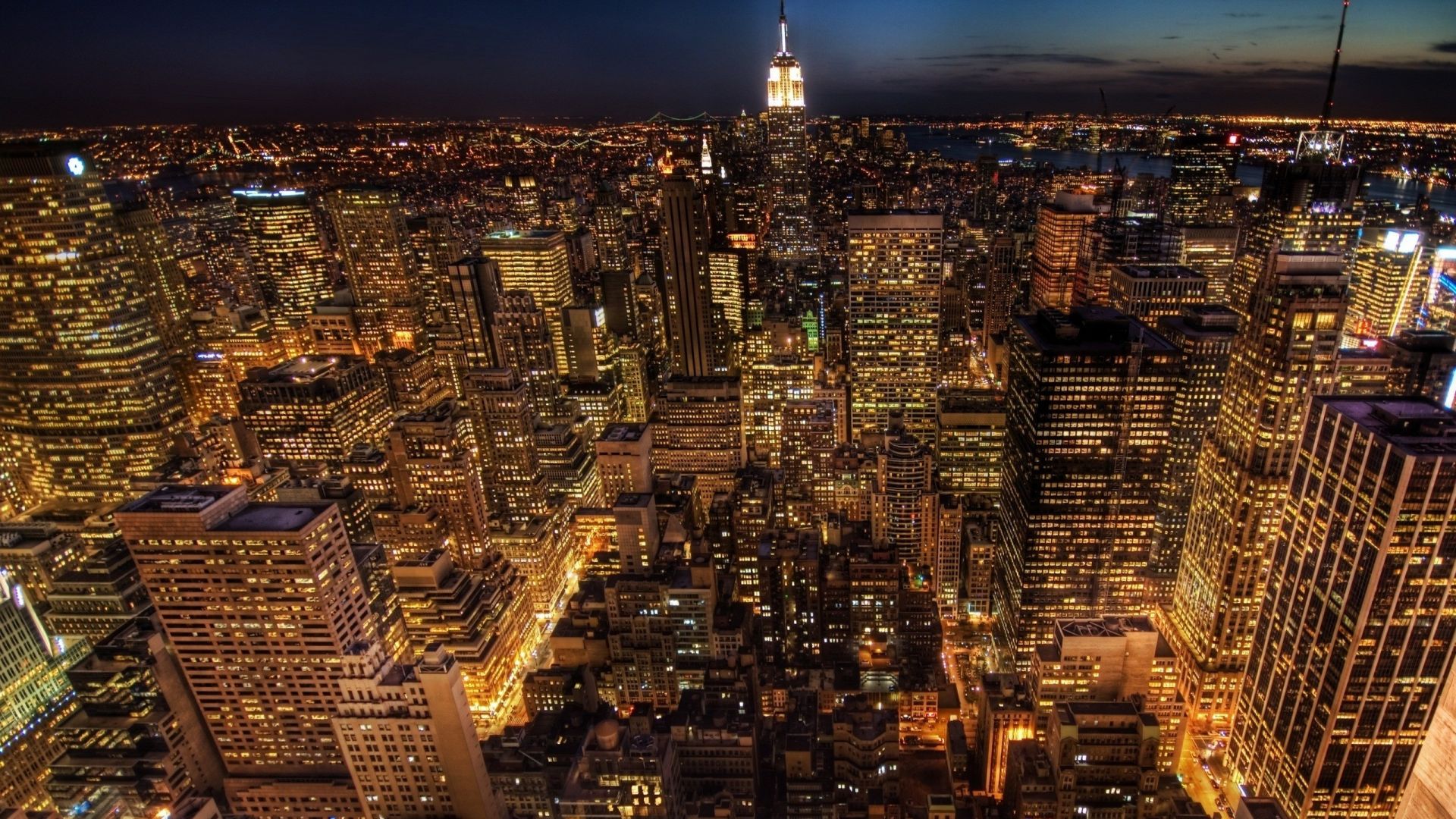 Desktop Wallpaper New York City In Night, HD Image, Picture, Background, 1lynd9
