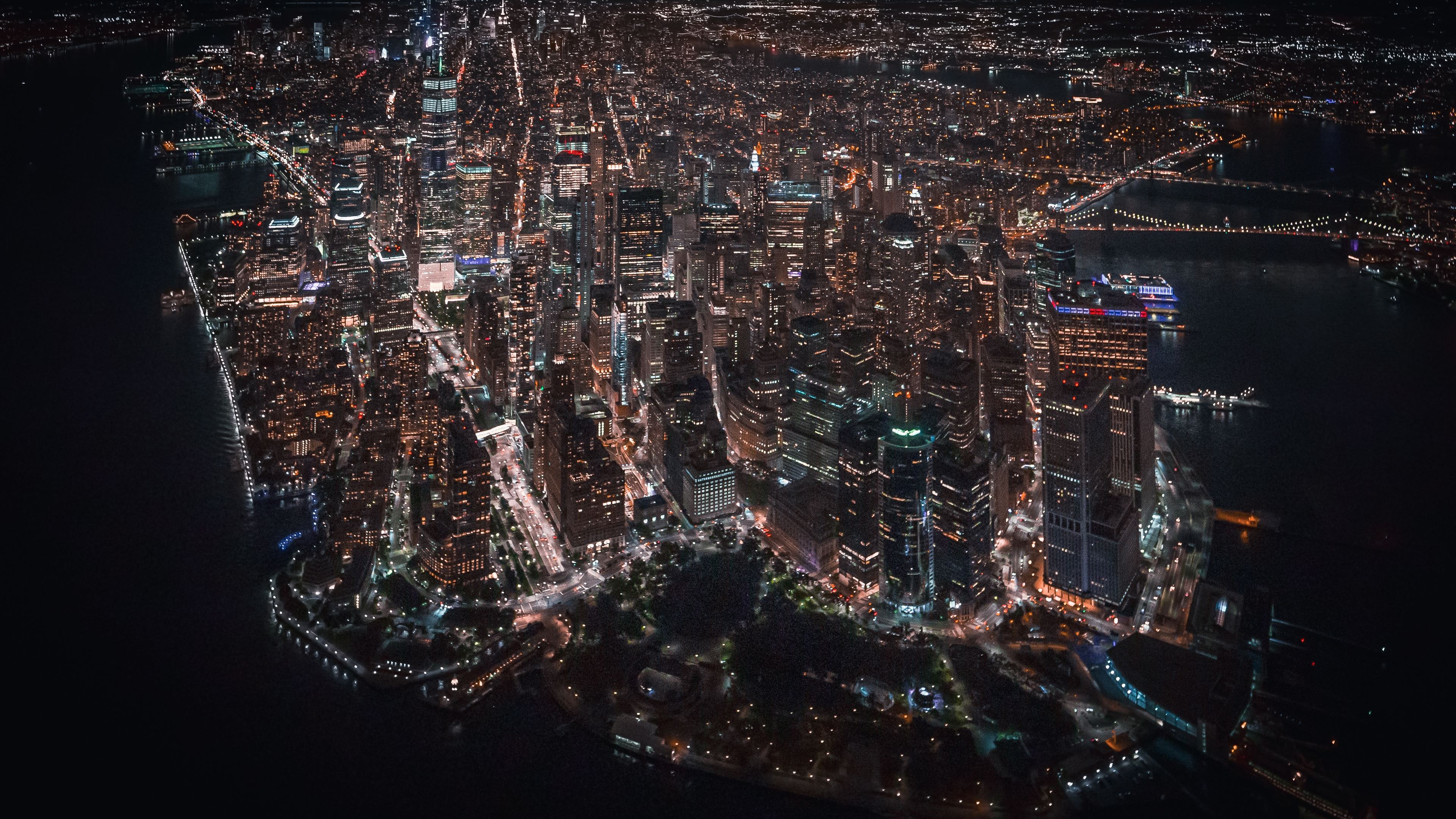 Wallpaper 4k Nyc Downtown Helicopter View Wallpaper