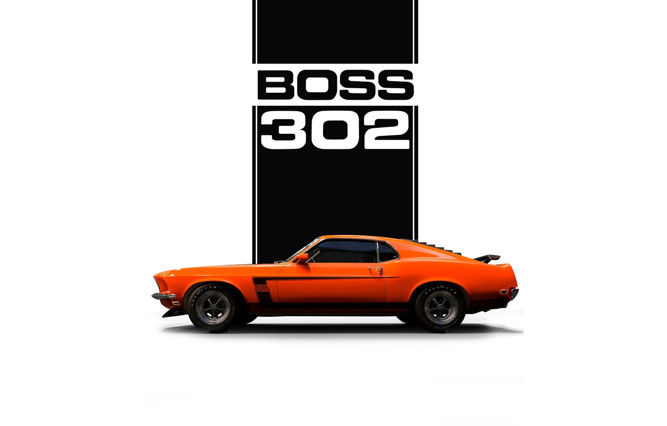 Wallpaper Mustang, Auto, Minimalism, Machine, Orange, Car, Ford Mustang, Art, Muscle car, Minimalism, Ford Mustang Boss Steve Uphill, by Steve Uphill image for desktop, section минимализм