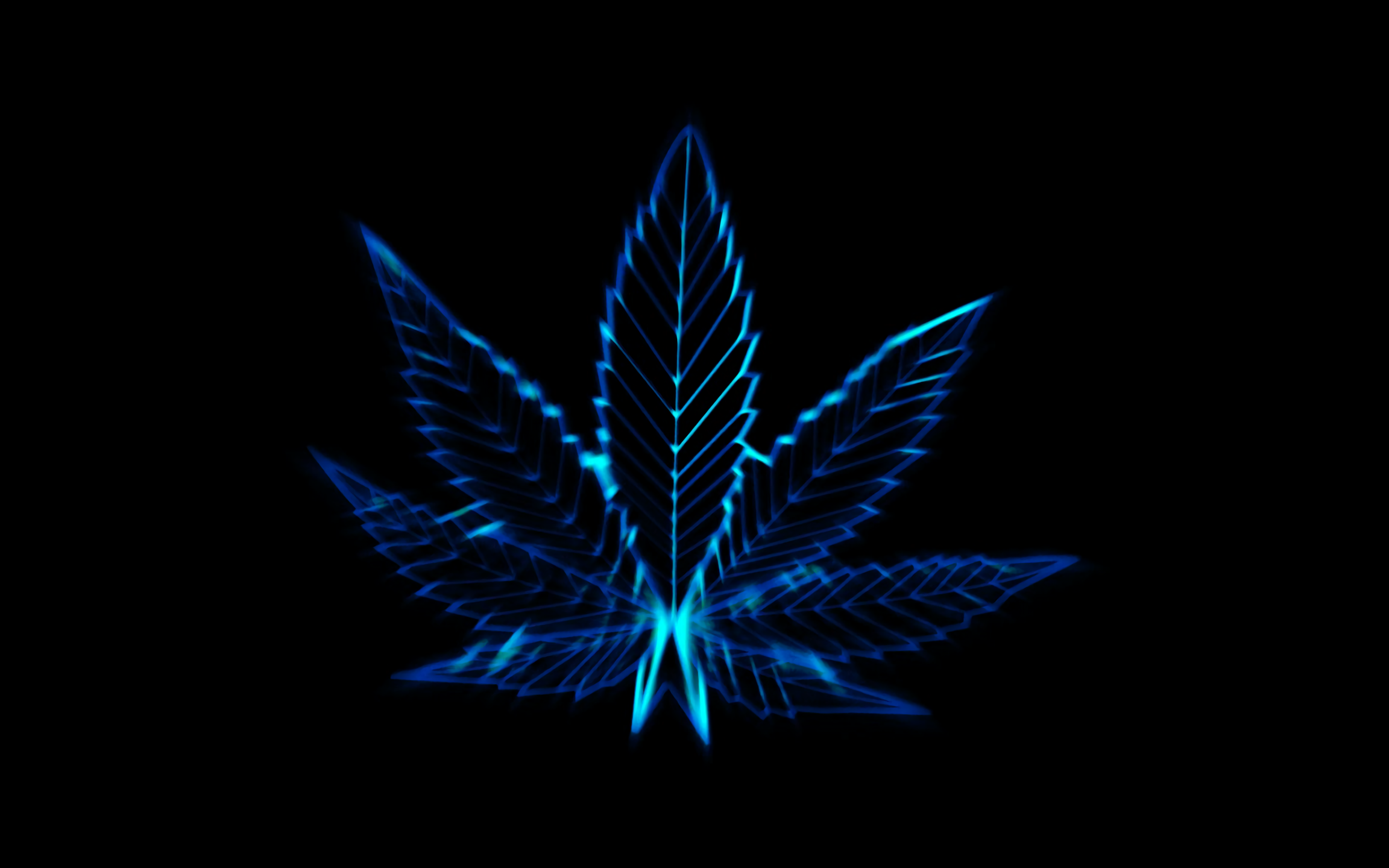 Artistic Blue Marijuana Neon Wallpaper:2304x1440