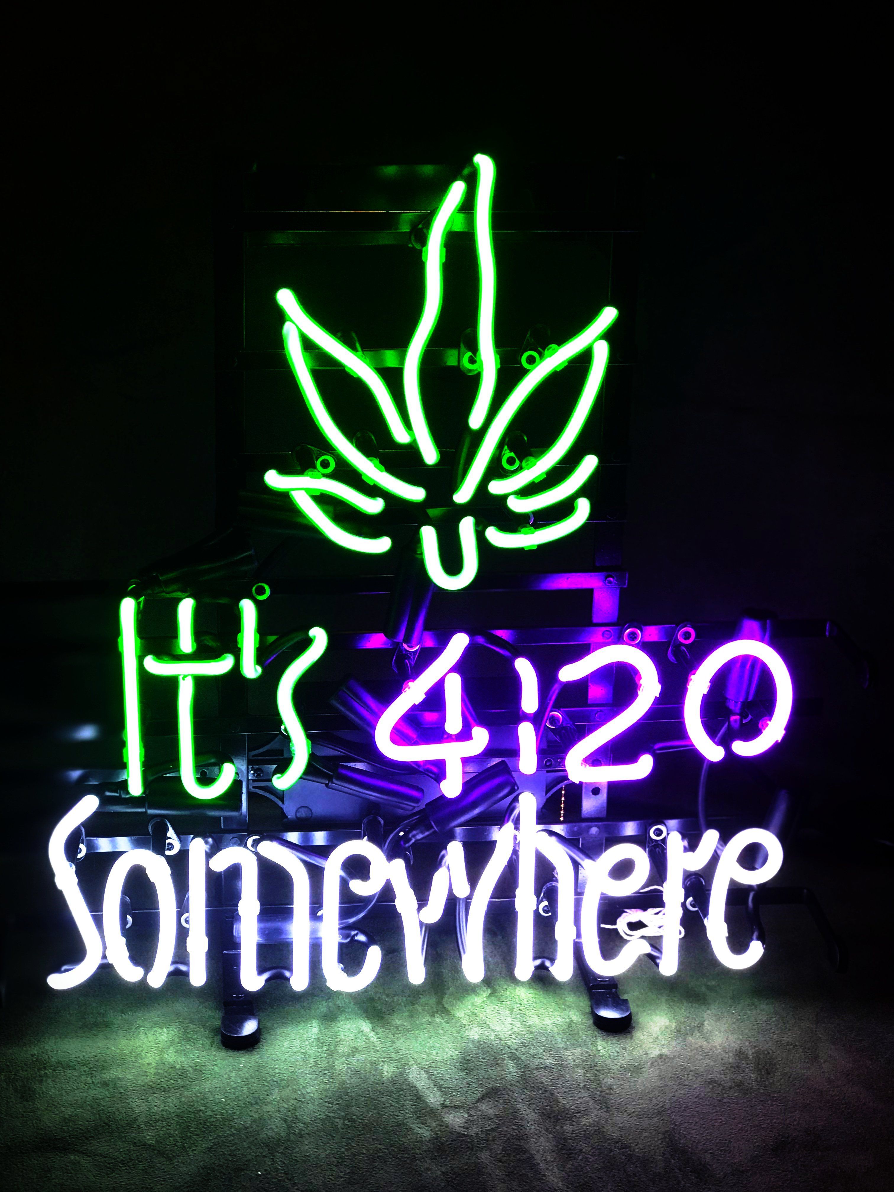 It's 4:20 Somewhere Neon Sign. Trippy picture, Neon, Neon signs