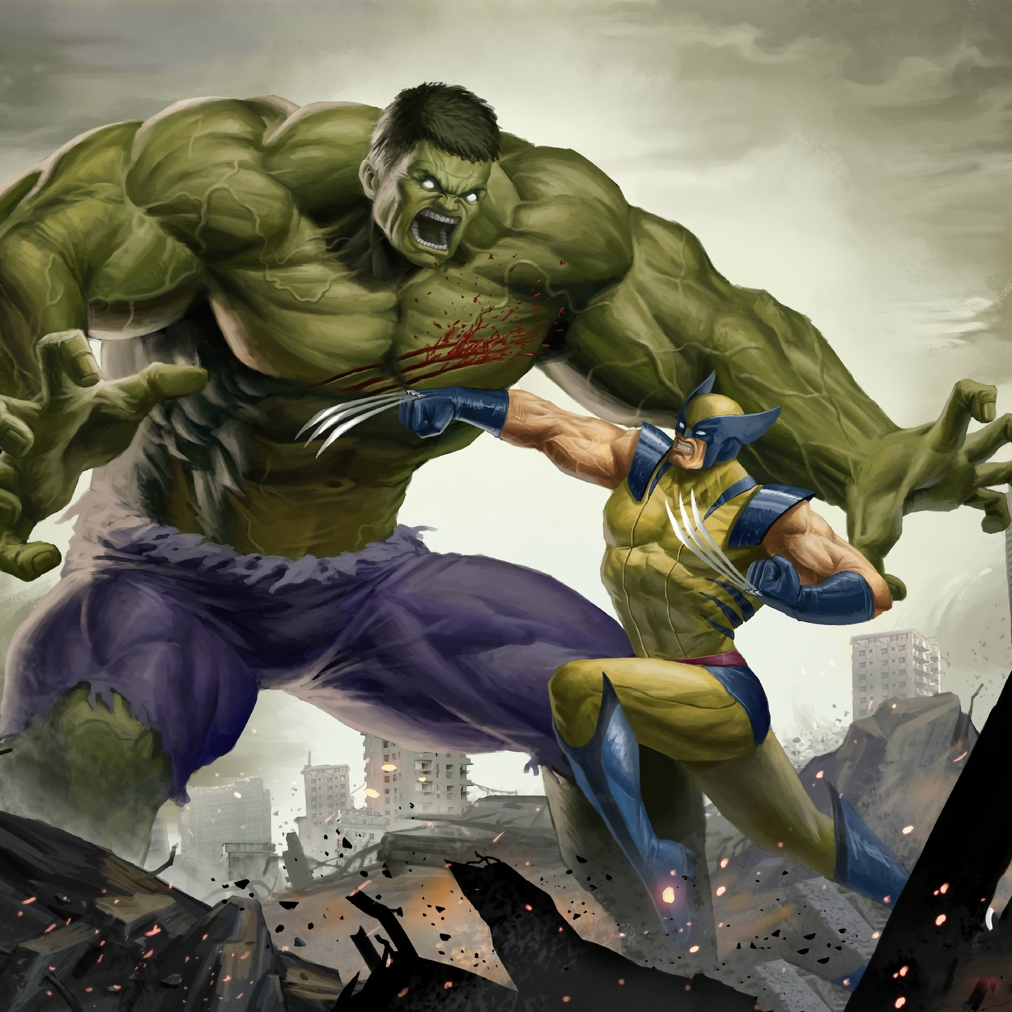 Art Hulk Vs Wolverine 4k iPad Air HD 4k Wallpaper, Image, Background, Photo and Picture