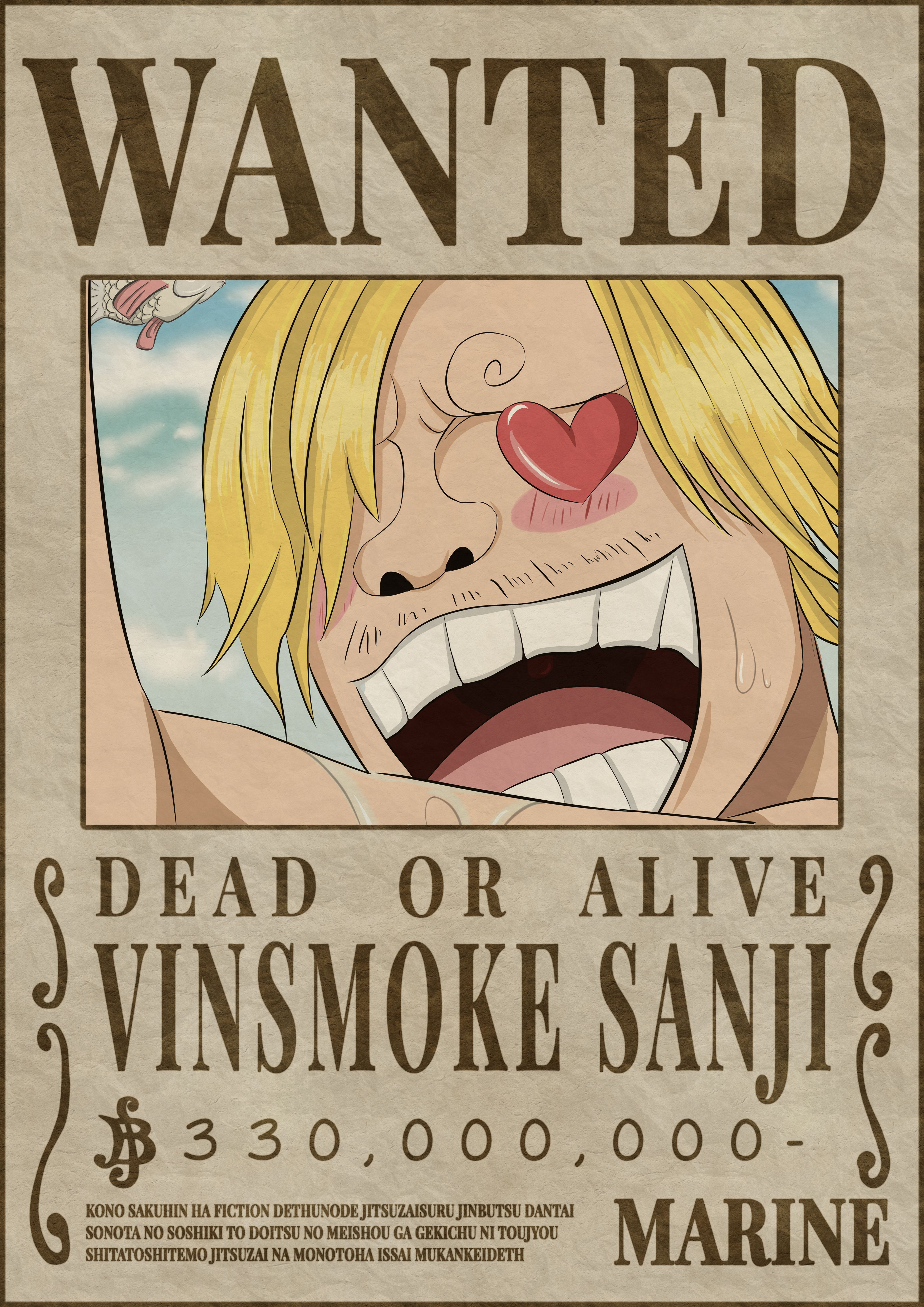 VINSMOKE SANJI bounty wanted poster one piece. One piece bounties, One piece comic, One piece manga