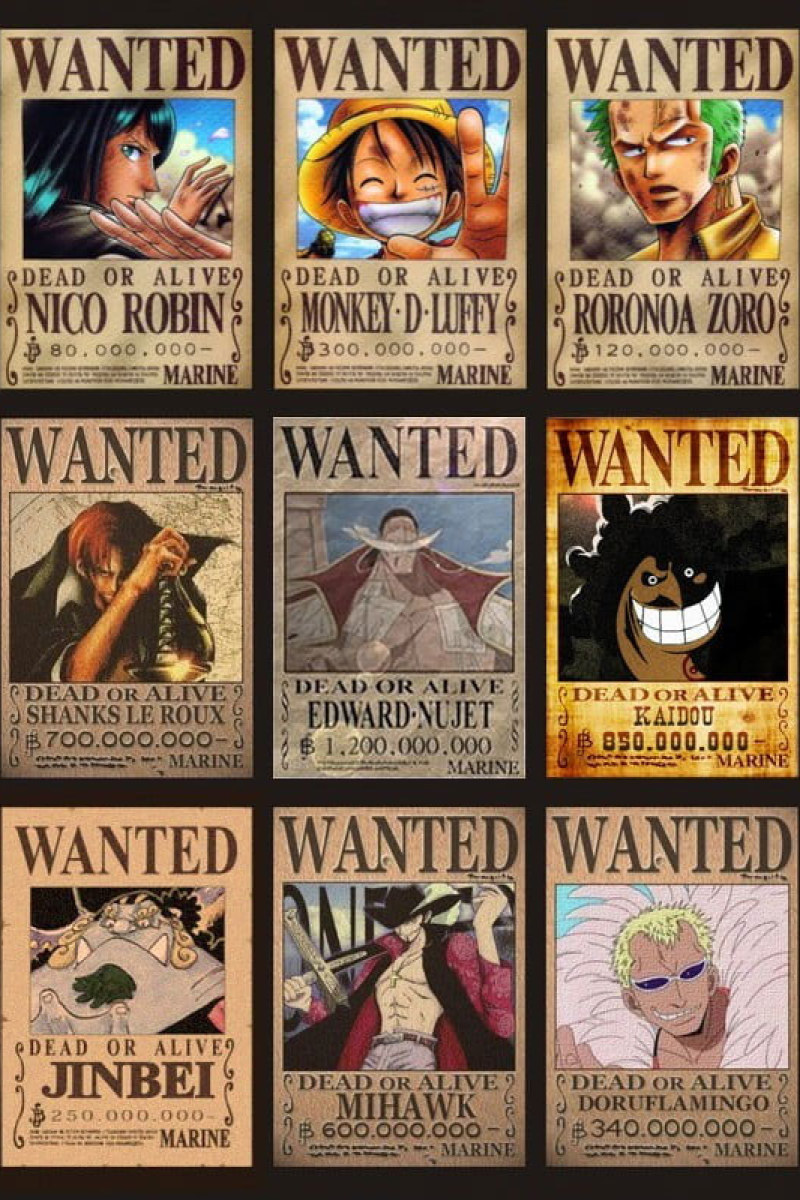 OnePiece Wanted List Wallpaper, One Piece Character Wanted Poster Collage Photo • Wallpaper For You