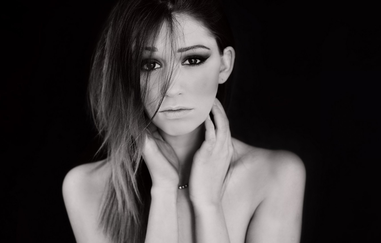 Wallpaper dark, girl, sad, monochrome, face image for desktop, section девушки