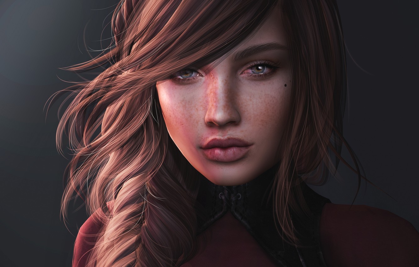 Wallpaper sadness, girl, face, hair, portrait, freckles image for desktop, section рендеринг