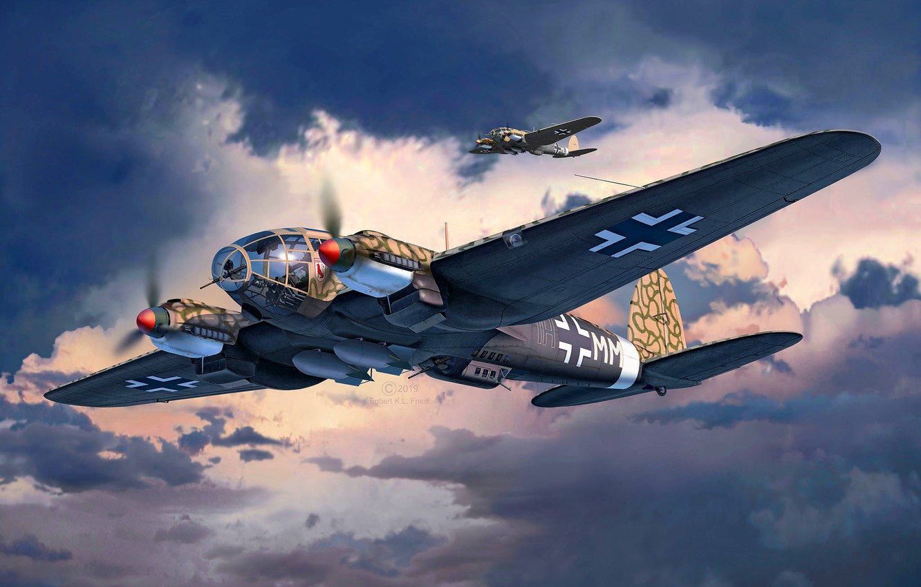 Wallpaper Luftwaffe, He 111, Medium Bomber, Heinkel He 111H 6, KG26, Combat Squadron For Desktop, Section авиация