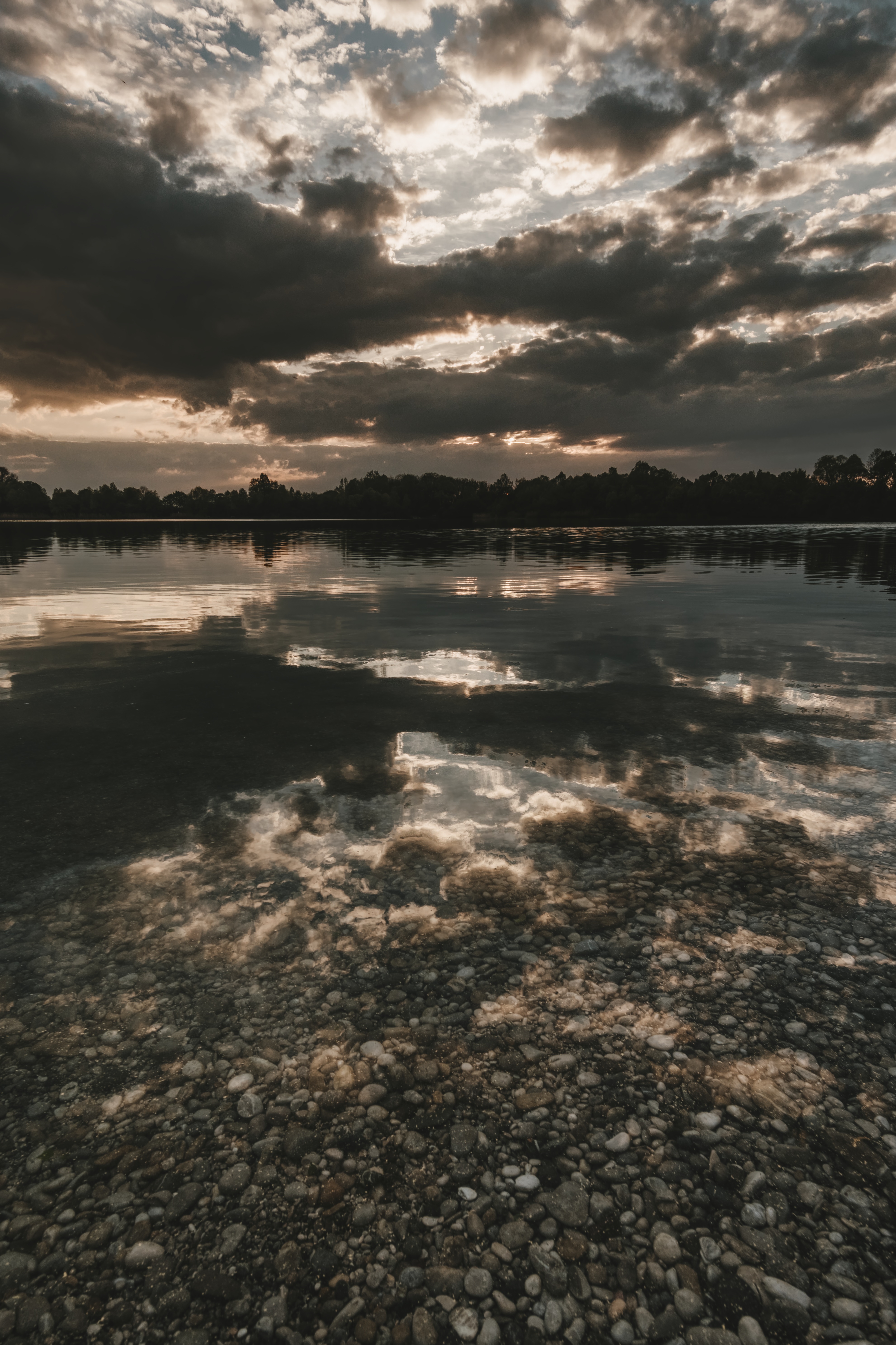 Free Image, sunset, mirroring, lake, reflection, stones, clouds, light, beautiful, nature, background, water, bavaria, sky, cloud, horizon, shore, atmosphere, loch, calm, river, sunlight, evening, morning, dusk, dawn, sea, sunrise, meteorological