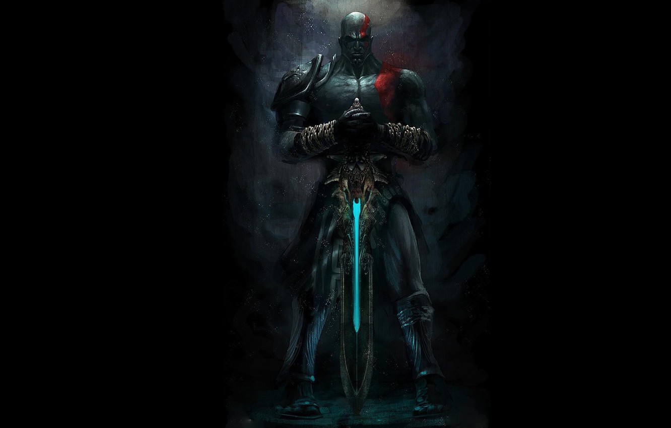 Wallpaper tattoo, chain, black, kratos, God Of War, tatoo, God of war, Kratos, The Sword Of Olympus image for desktop, section игры