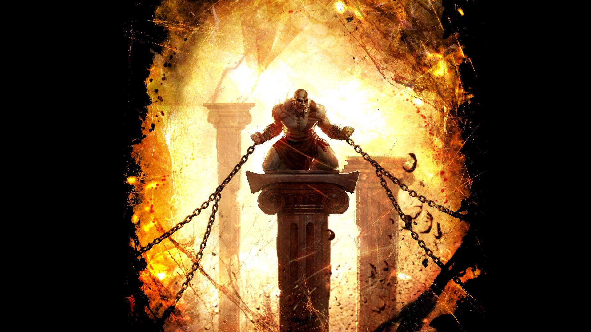 god, Of, War, Kratos, Chains, Black