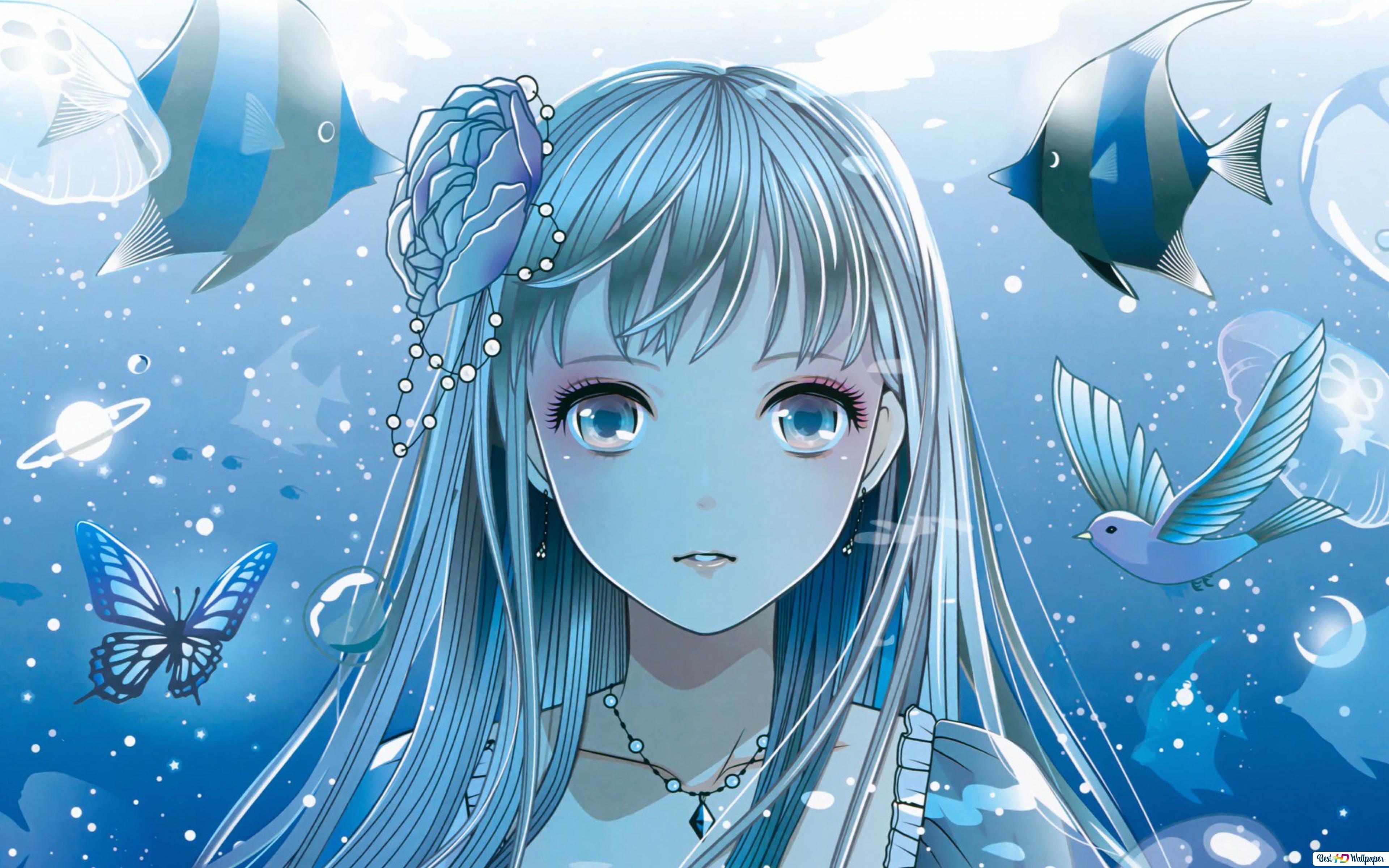 Blue Eyed Anime Girl HD Wallpaper Download
