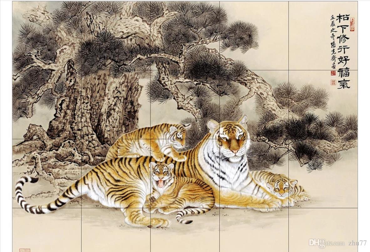 Wholesale Custom 3D Silk Photo Mural Wallpaper Chinese Painting Tiger Picture Home And Rich Living Room TV Background Wall Stickers From Zhu $26.24