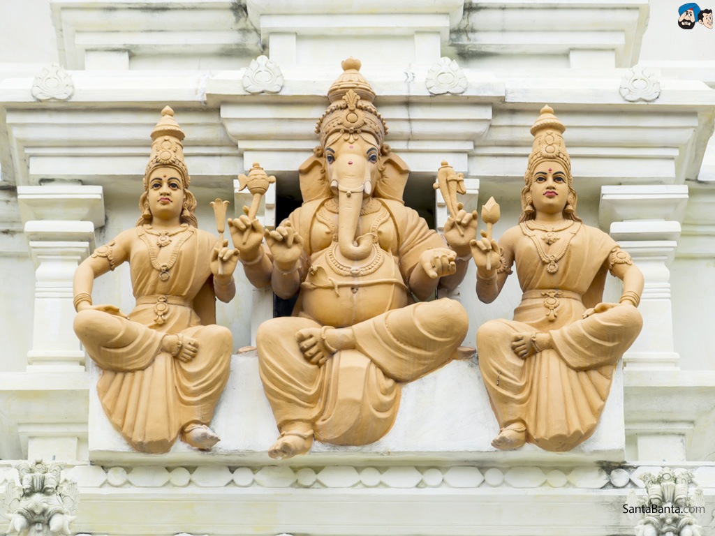 Godess Saraswati, Lord Ganesha and Goddess Lakshmi