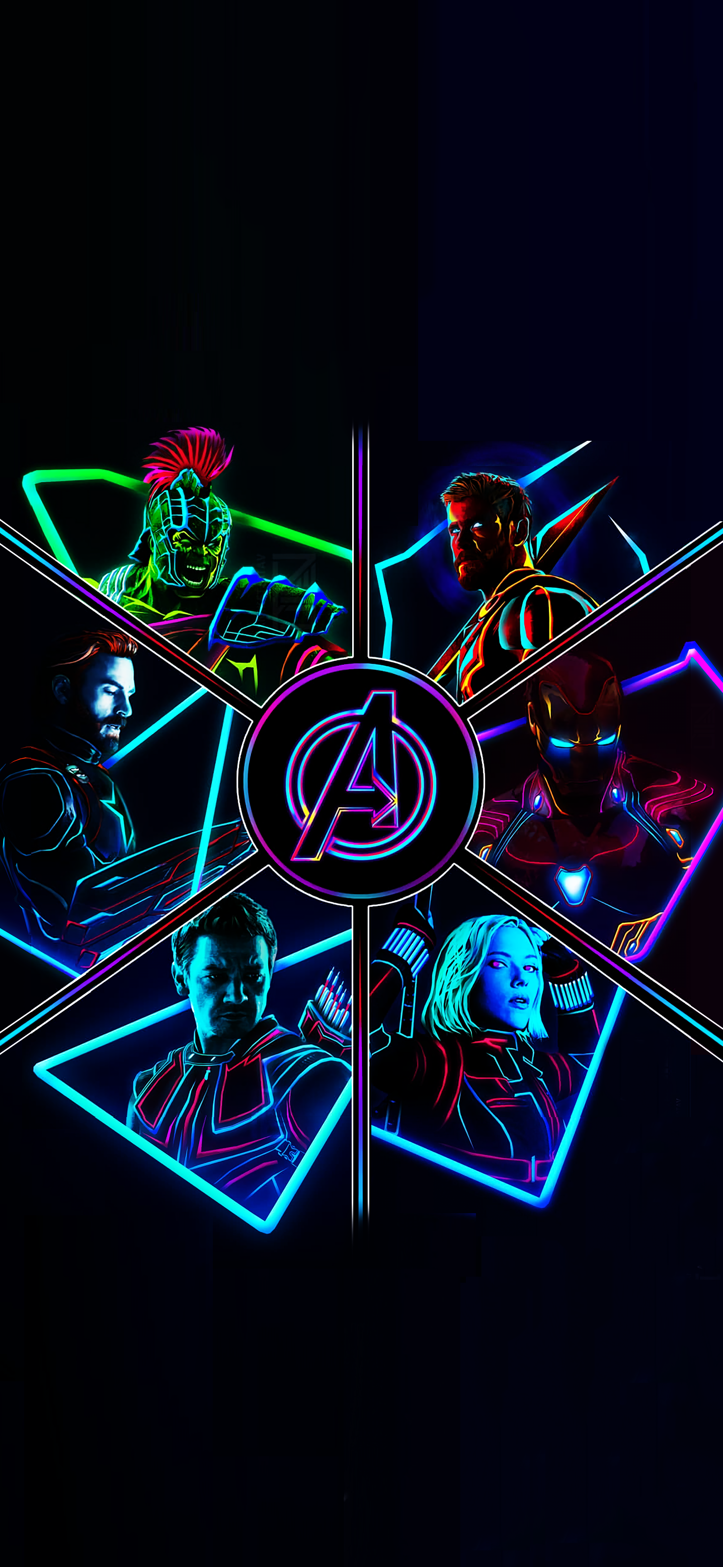 Neon Avengers Full Res Phone Wallpaper!