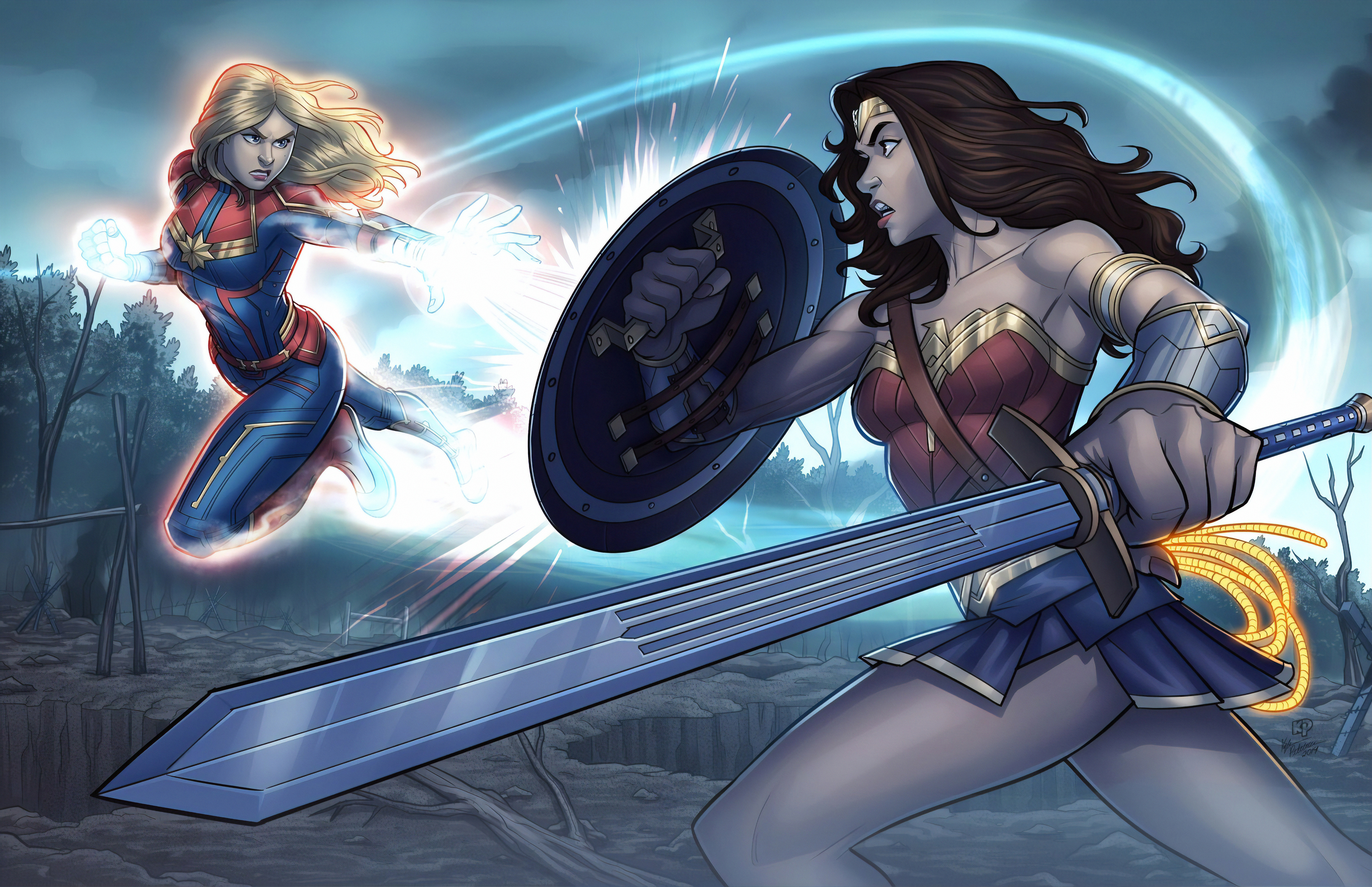 Wonder Woman And Captain Marvel, HD Superheroes, 4k Wallpaper, Image, Background, Photo and Picture