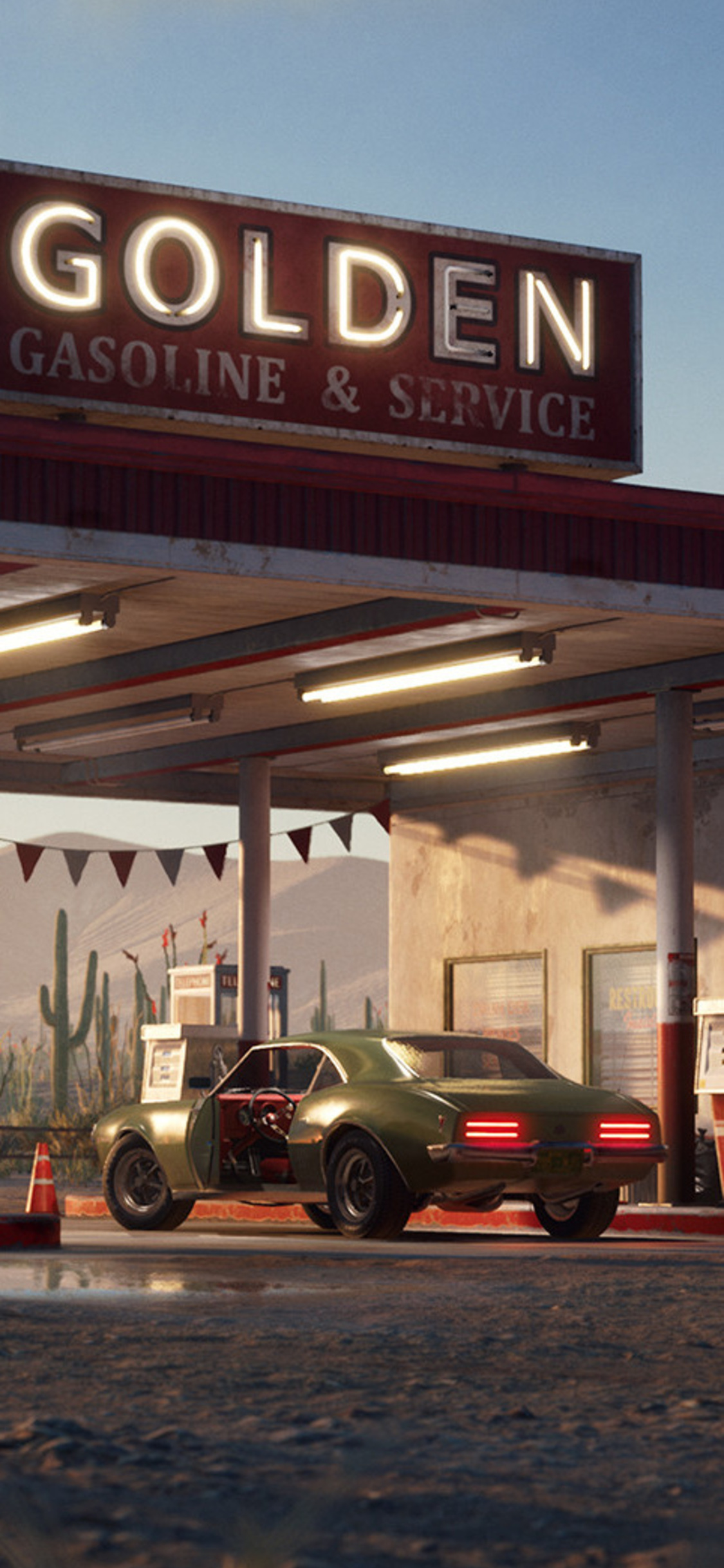 Golden Gasoline Desert Gas Station iPhone XS, iPhone iPhone X HD 4k Wallpaper, Image, Background, Photo and Picture