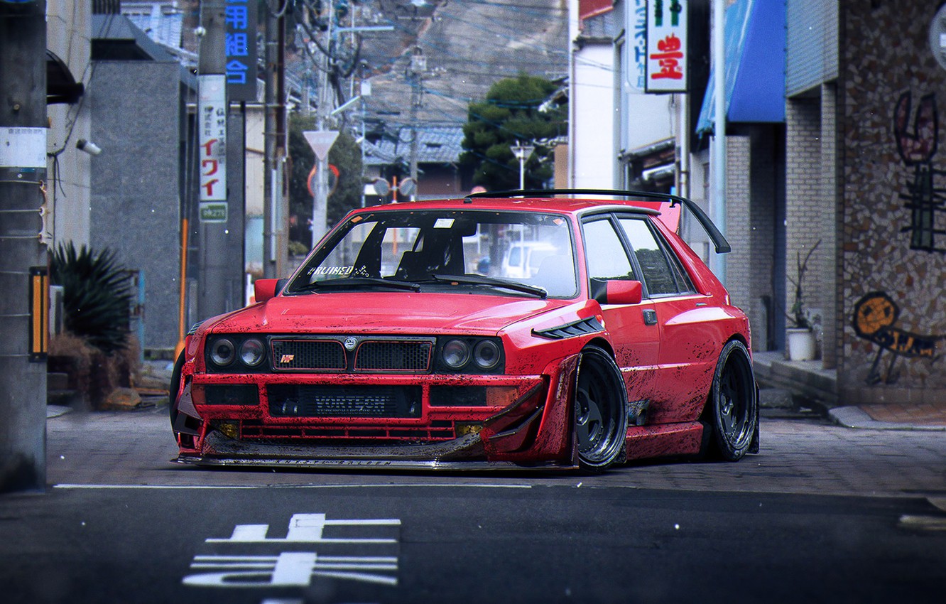 Wallpaper Red, Lancia, Tuning, Future, Delta, Wheels, Integrale, by Khyzyl Saleem, Fifteen52 image for desktop, section другие марки
