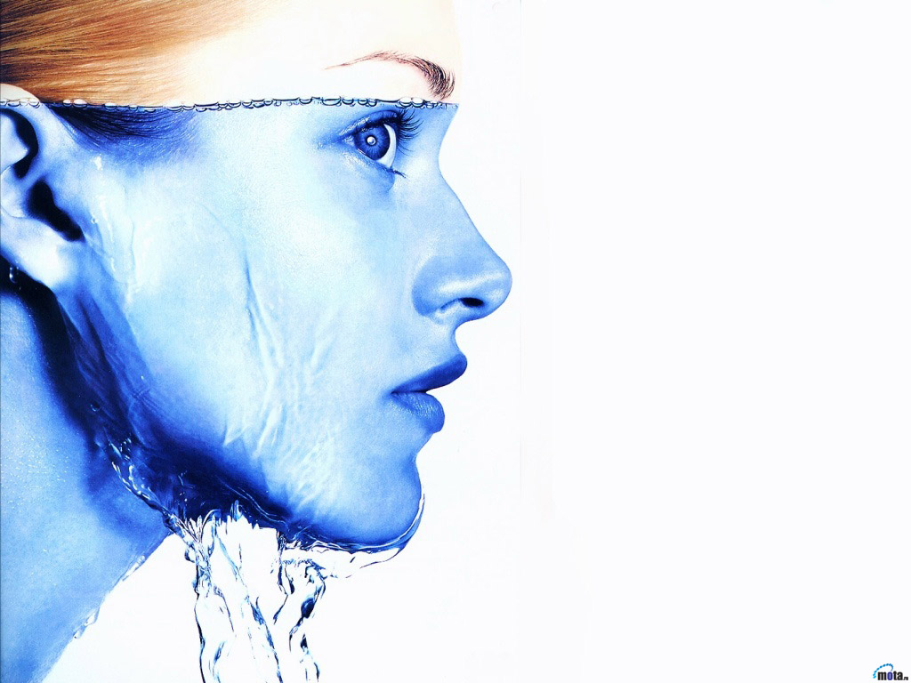 Download Wallpaper blue water face, 1024x Face in the water