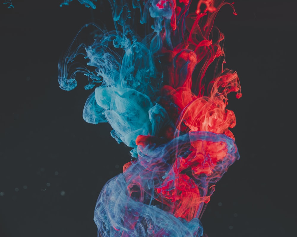 blue and red smoke illustration photo
