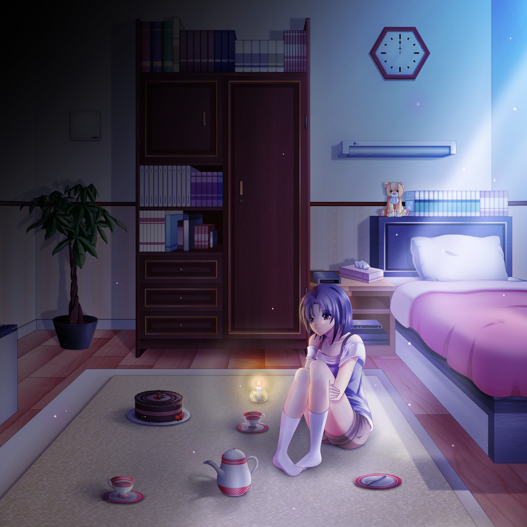 Anime Girl Alone In Room On Her Birthday iPad Air HD 4k Wallpaper, Image, Background, Photo and Picture