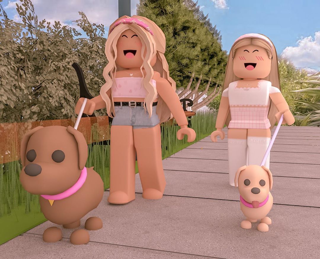 Download Roblox Aesthetic Girl With Dog Wallpaper