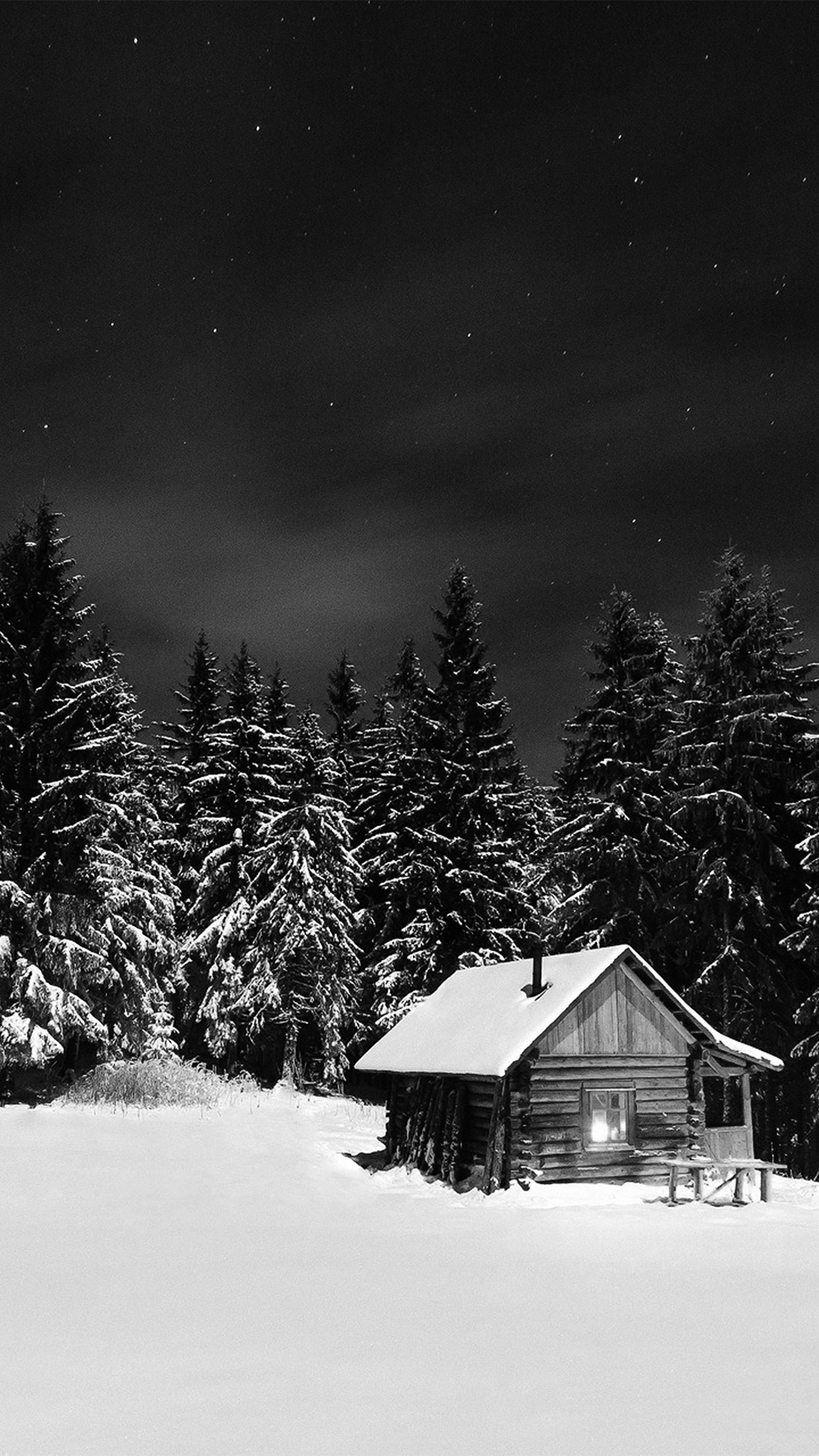 iPhone X wallpaper. winter house night sky christmas starry bw dark