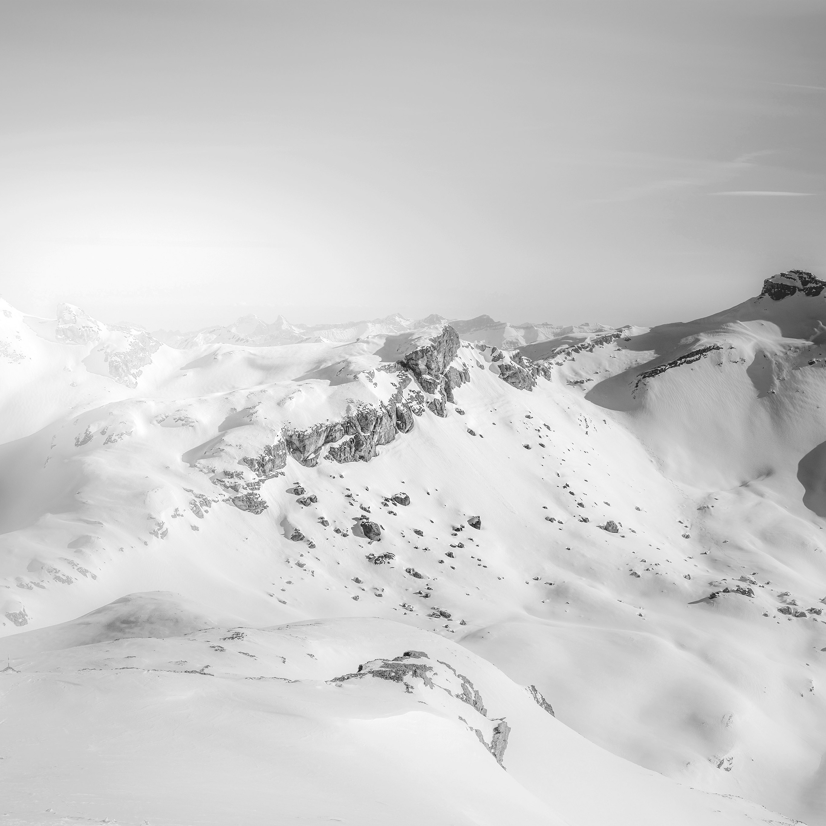 Snow Mountain Winter Nature Bw Dark Wallpaper