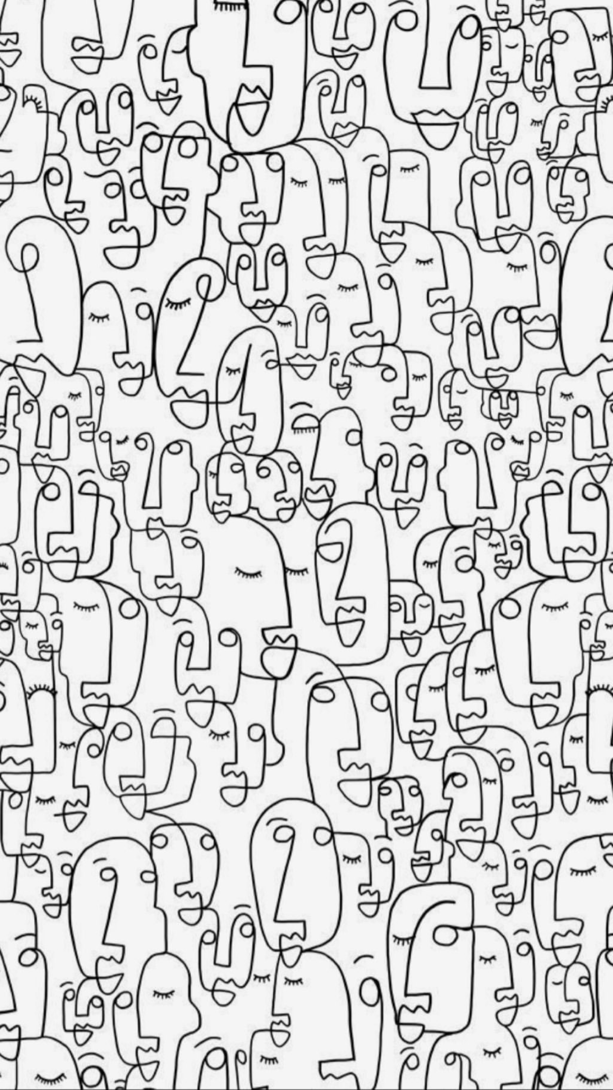 The Best 9 Black And White Abstract Face Line Art Wallpaper Mural