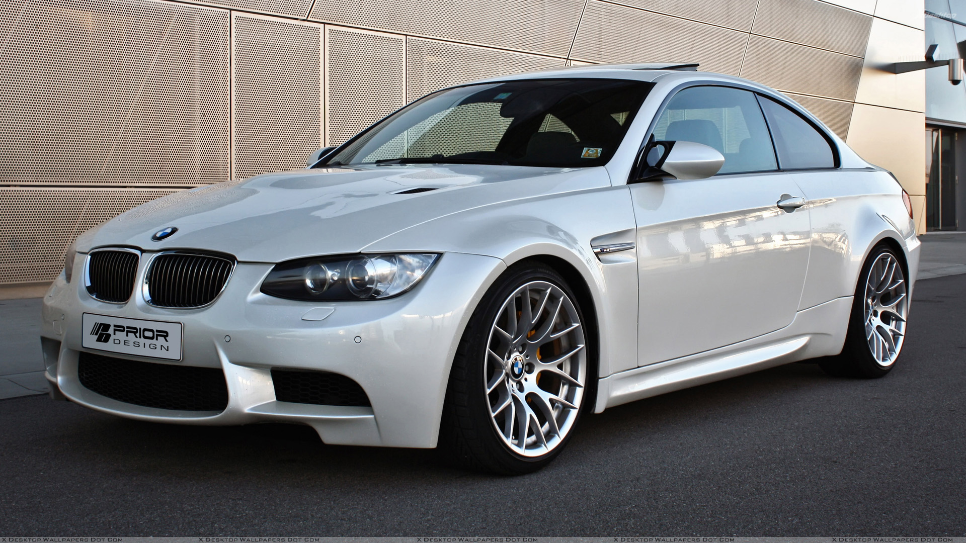 Side Front Pose Of Prior Design BMW E92 N E93 M3 Style Wide Body Kit In White Wallpaper