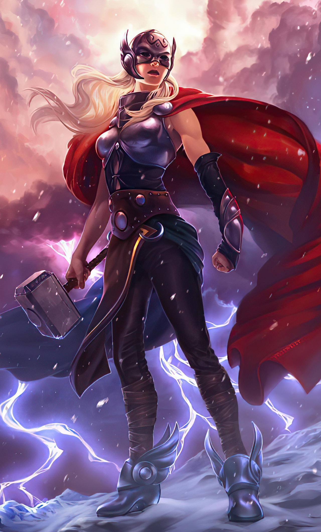 Lady Thor Art iPhone HD 4k Wallpaper, Image, Background, Photo and Picture