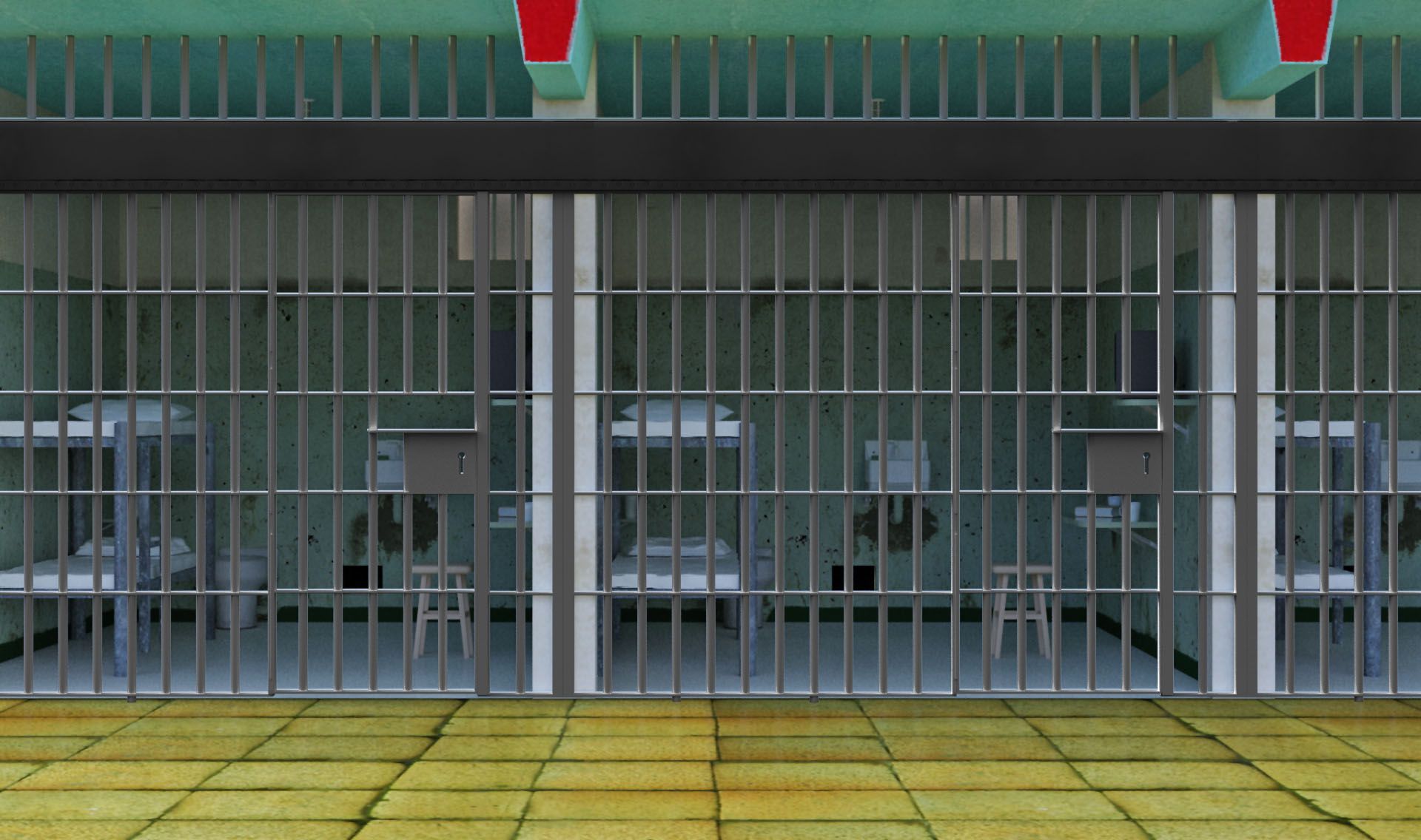 INT. JAIL CELLS CLOSED. Episode background, Anime jail background, Episode interactive background