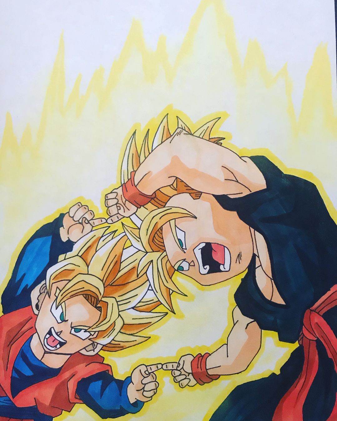 Trunks and Goten Fusion Dance! Drawing Time: 3 Hrs By: You Have A. Dragon ball tattoo, Dragon ball wallpaper, Dragon ball