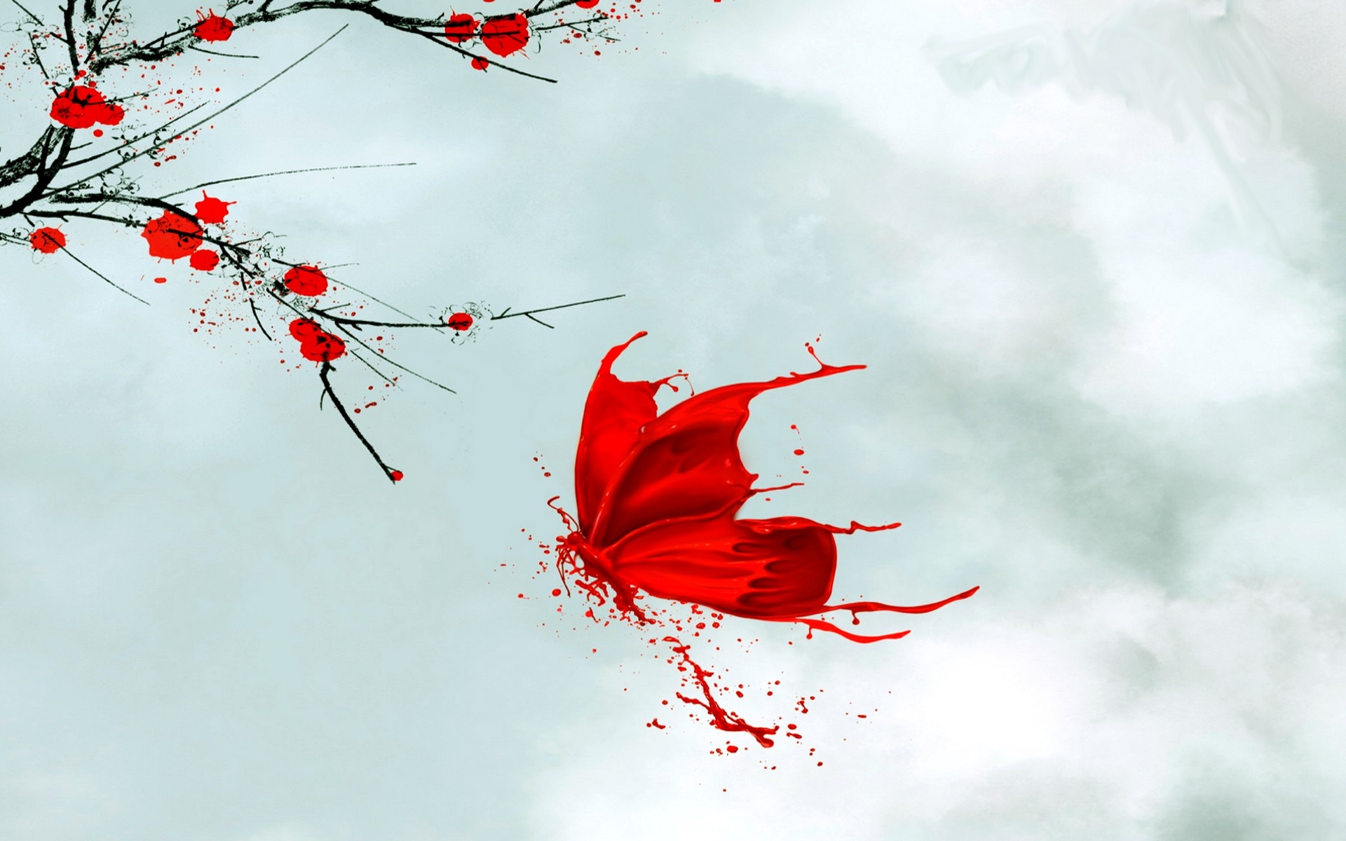Artwork Butterfly Ink Ink Drop Traditional Art Wallpaper:1920x1200