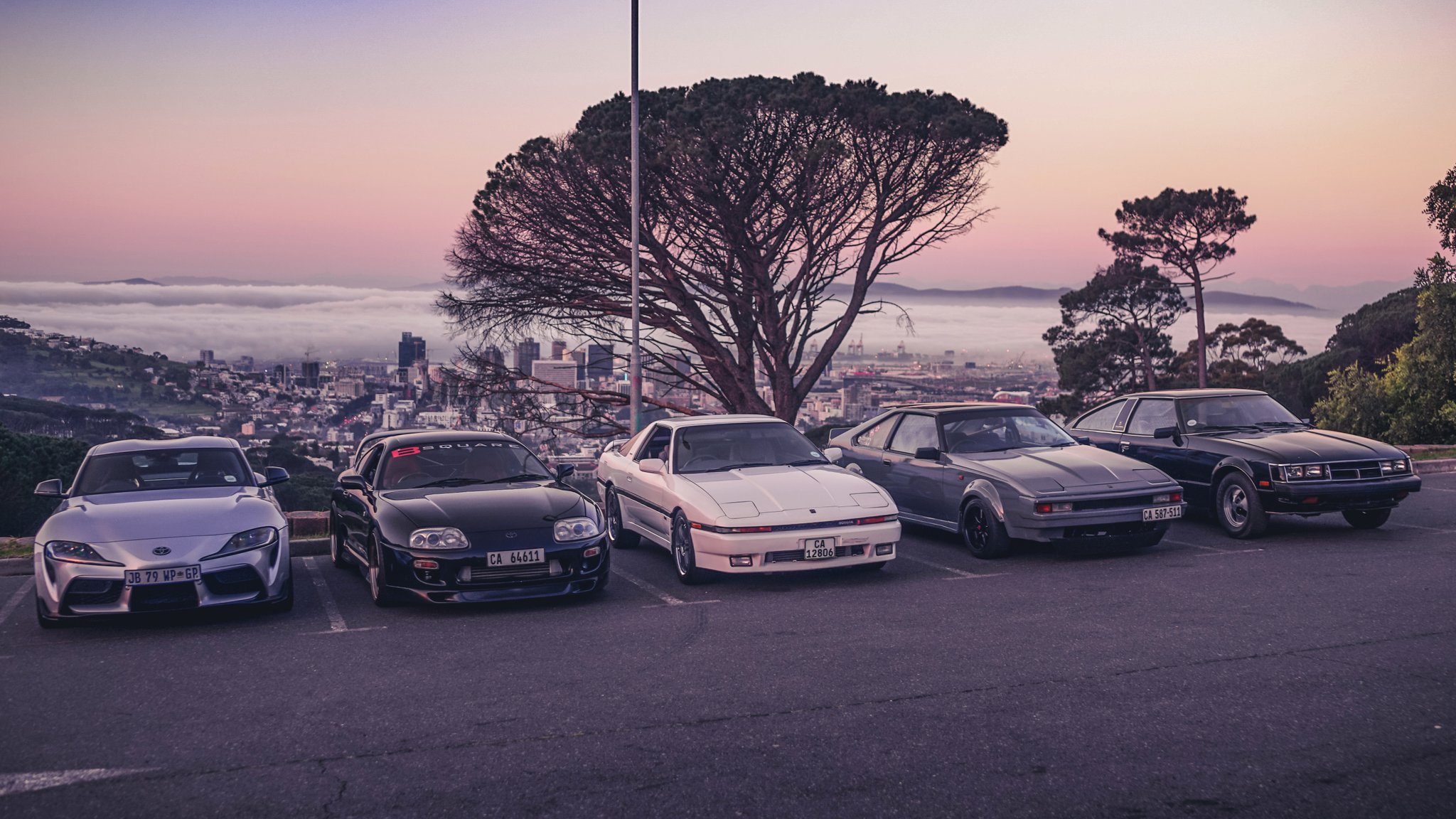 Calvin Fisher, this family reunion just happened. All five generations of Toyota Supra from a 1978 original Mk1, to my Mk2, a Mk3 and possibly the fastest Mk4 in