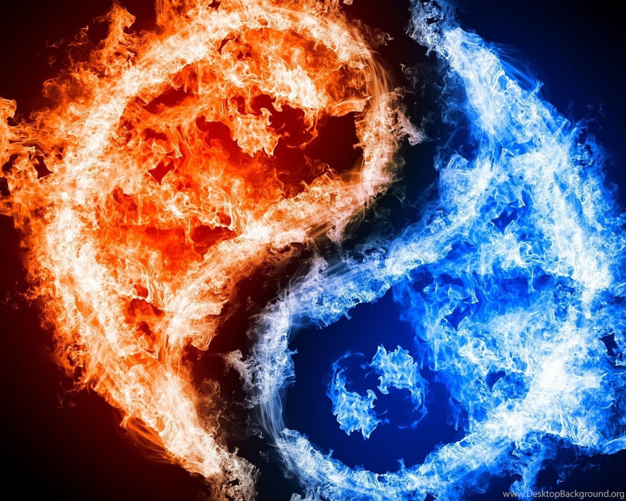 Download Wallpaper 3840x2160 Yin yang, Fire, Water, Form, Shape 4K. Desktop Background
