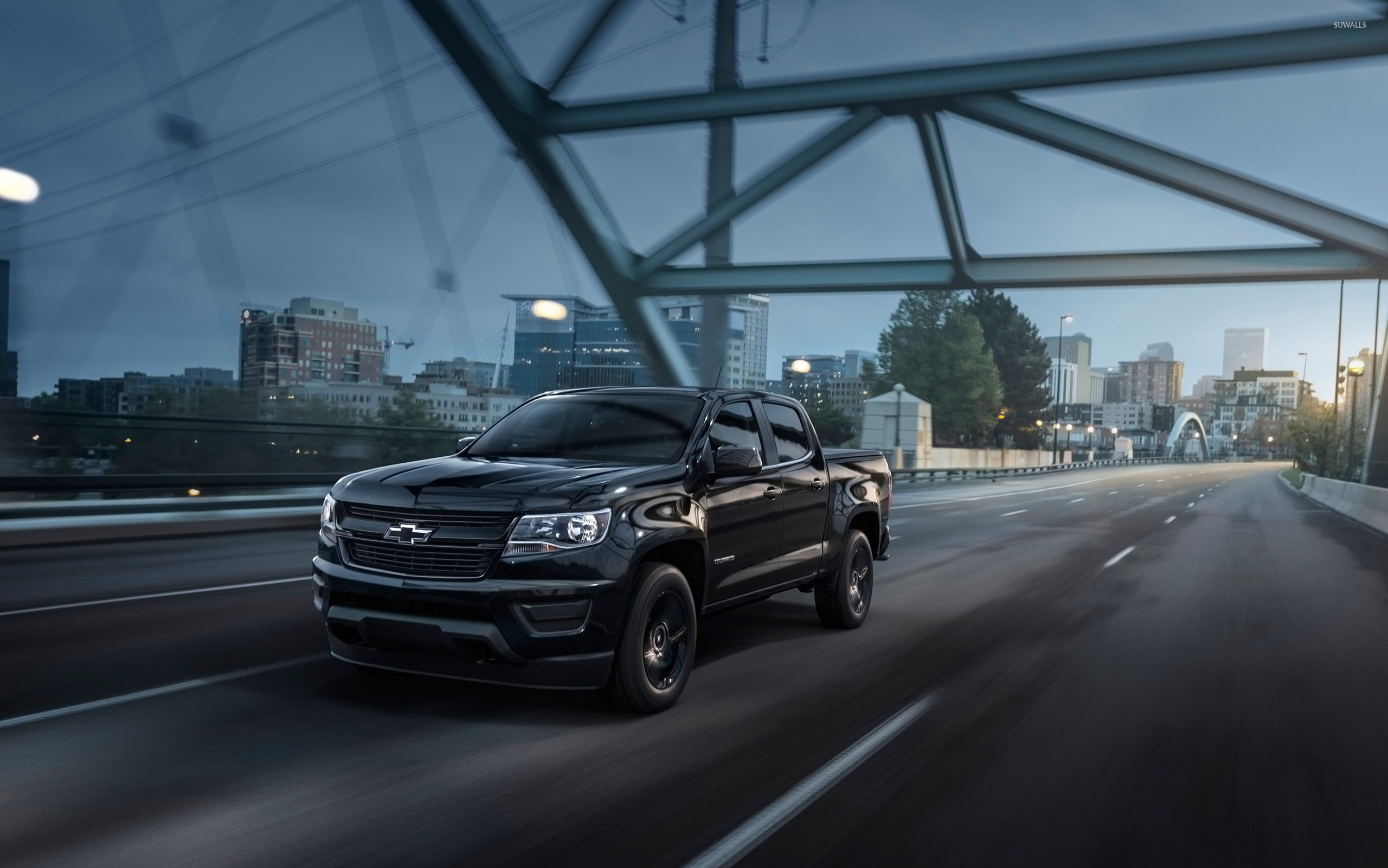 Black Chevrolet Colorado Z71 on the bridge wallpaper wallpaper