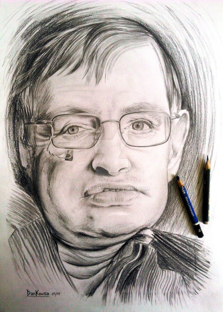 Stephen Hawking Drawing, Pencil, Sketch, Colorful, Realistic Art Image
